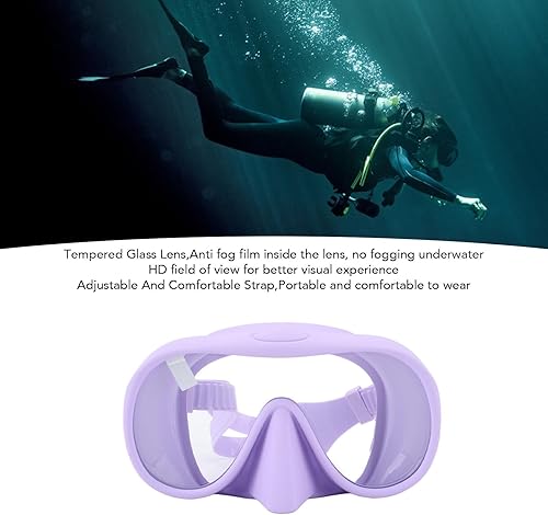 Miniatura 4 de Gafas de esnórquel de buceo con película antivaho de vidrio templado, máscara de natación juvenil anti rotura protegida, máscara de natación