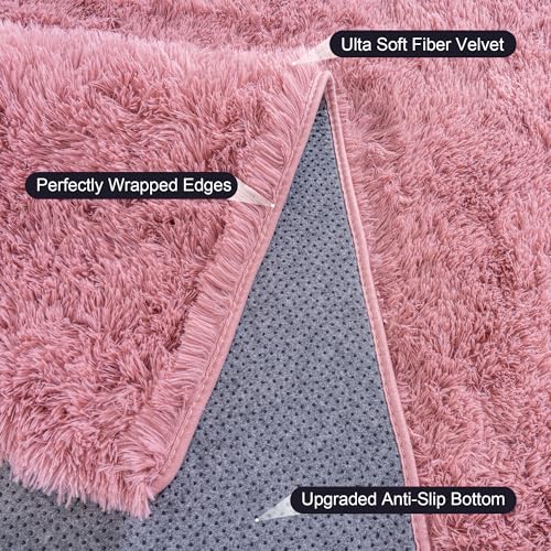 Rugs for Living Room 5x7, Soft Shaggy Modern Shag Area Rug for Bedroom, Upgrade Non-Slip Plush Fluffy Carpet for Kids Boys Girls Room Home Decor Aesthetic, Blush