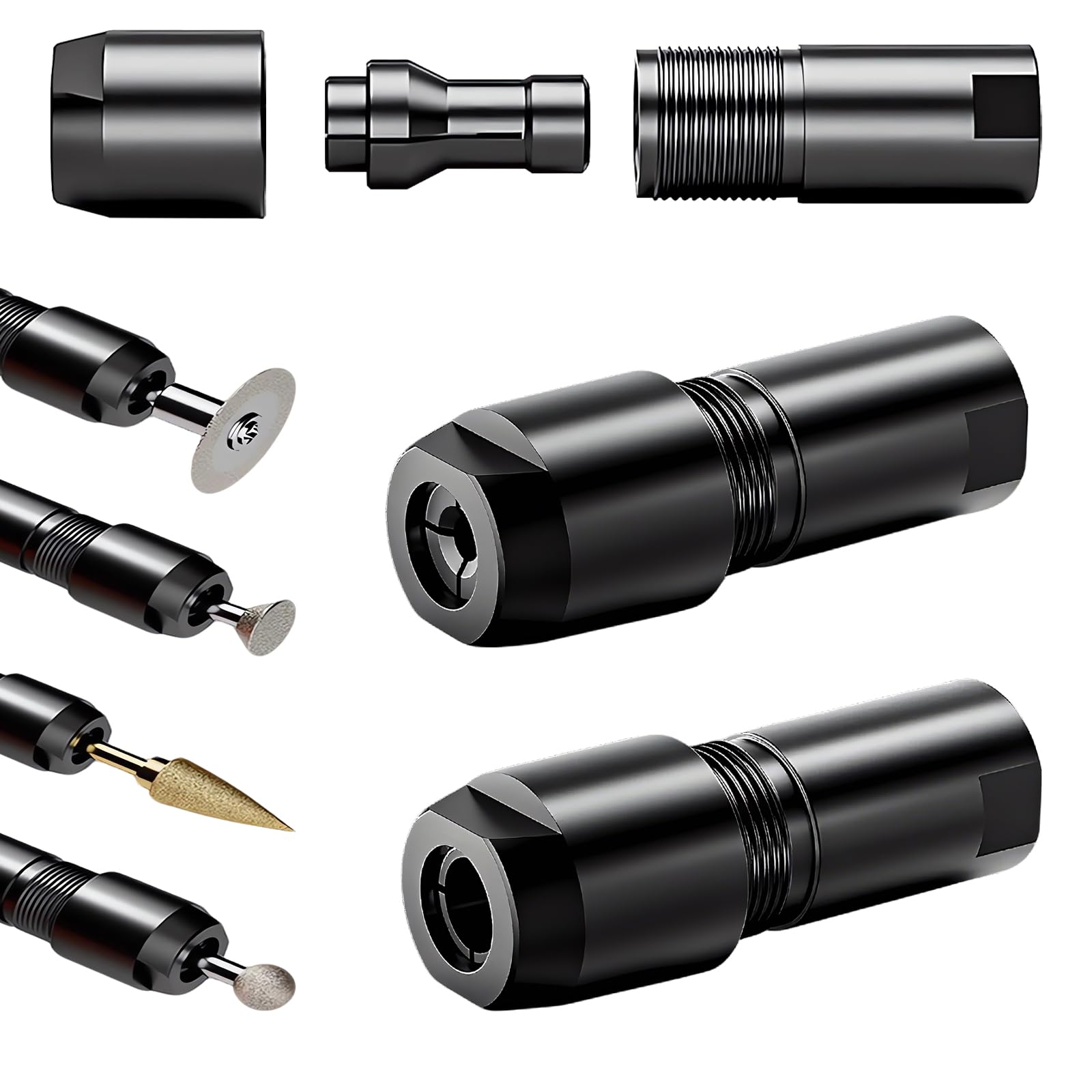 Zestaw adapterów do szlifierek kątowych, 2-częściowy zestaw adapterów do szlifierki prostej (6 mm + 3 mm) do wykończenia krawędzi, adapter szlifierski, polerowanie, narzędzie do konwersji do