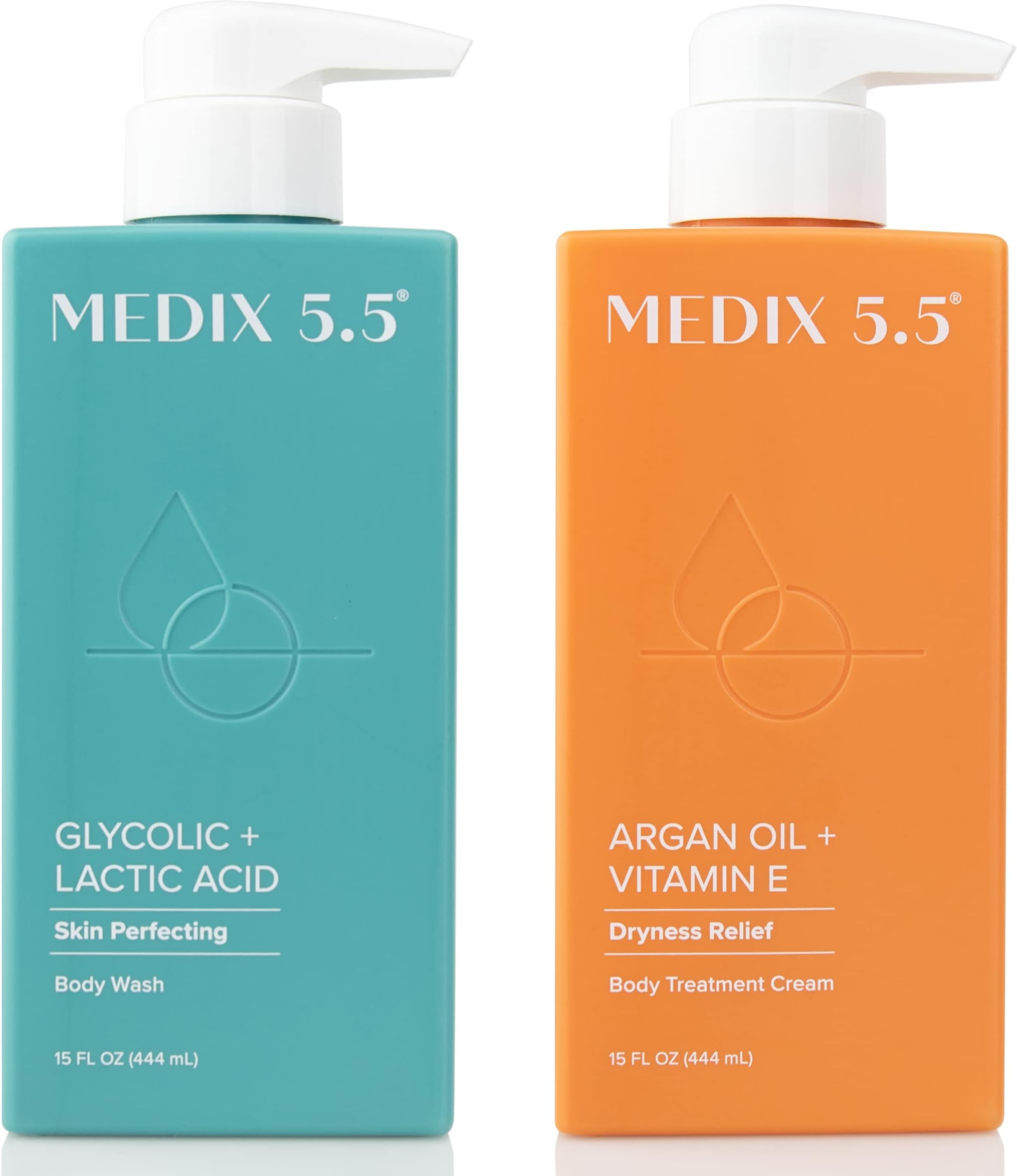 Argan Oil Hydrating Body Treatment Cream + Glycolic Acid Exfoliating Body Wash Set