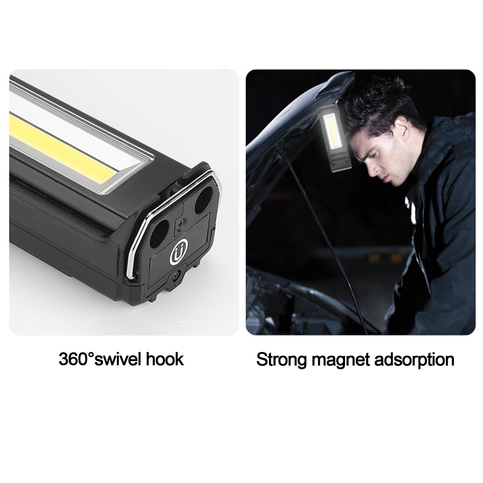 Luz de Trabajo LED Inalámbrica Foco de Camping Regulable Puerto de Carga USB 270° Rotación Magnética Luz Mecánica para Reparación de Coches, Senderismo Pesca Iluminación al Aire Libre