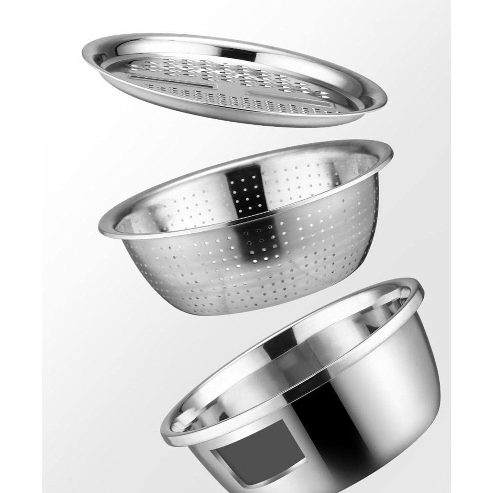 Bol Mélangeur Acier Inoxydable Passoire Râpe Saladier Polyvalent Résistant à La Rouille Convient pour Découpe et Mélange Cuisine Maison, 28 cm
