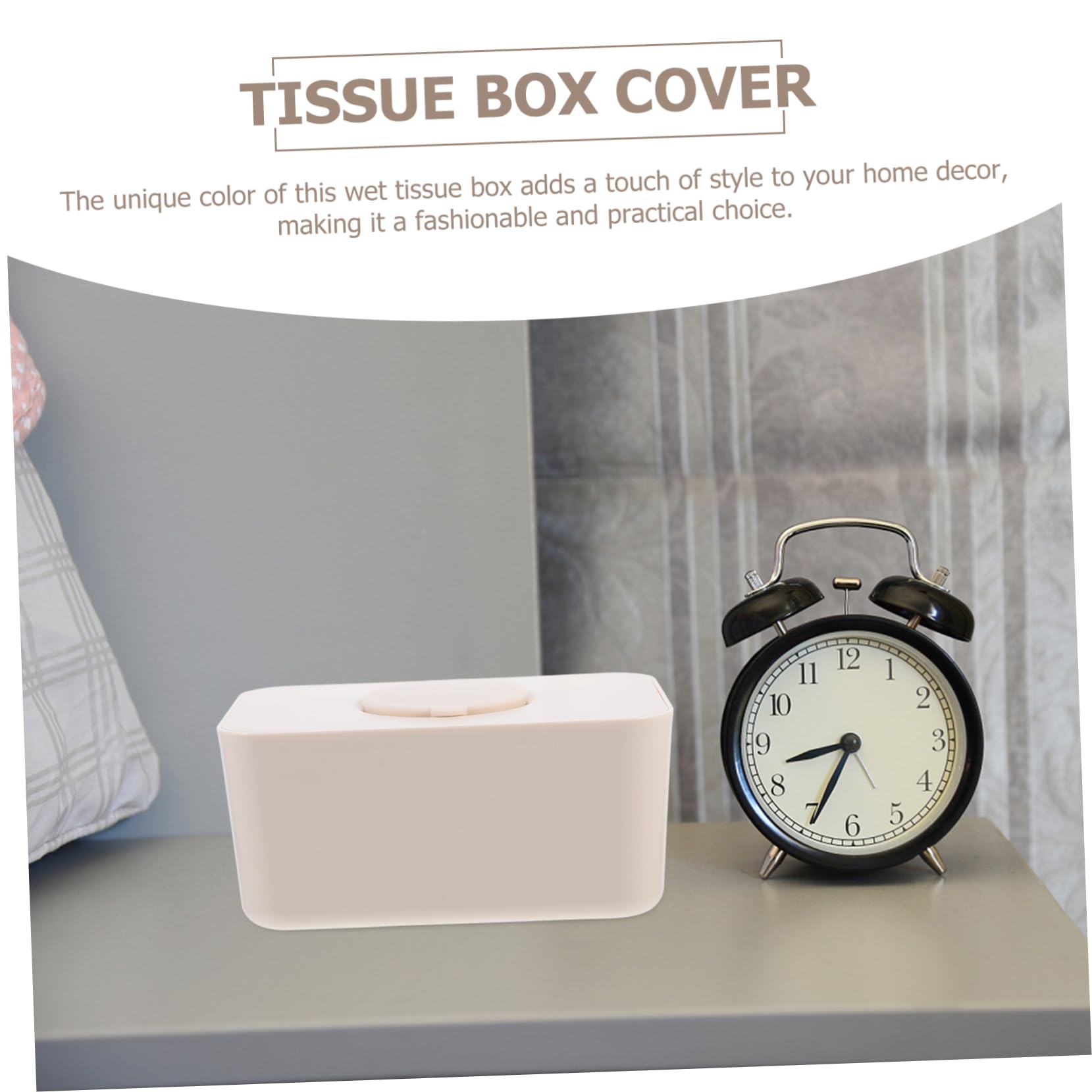 WOONEKY Boîte De Lingettes Humide Rectangulaire En Silicone Couvercle Étanche Beige Pour Bureau Et Voiture, Distributeur Portable Et Scellé Pour Maintien D'humidité
