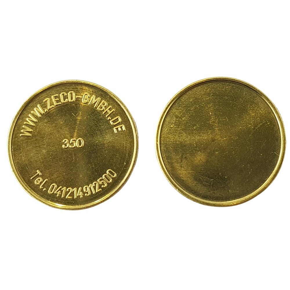 Zeco Wertmarke WM3, Waschmarke kompatibel mit Miele 1699350, Messing Jeton, 70 Stück, WM3, Abmessungen: 19,7 x 2,3mm
