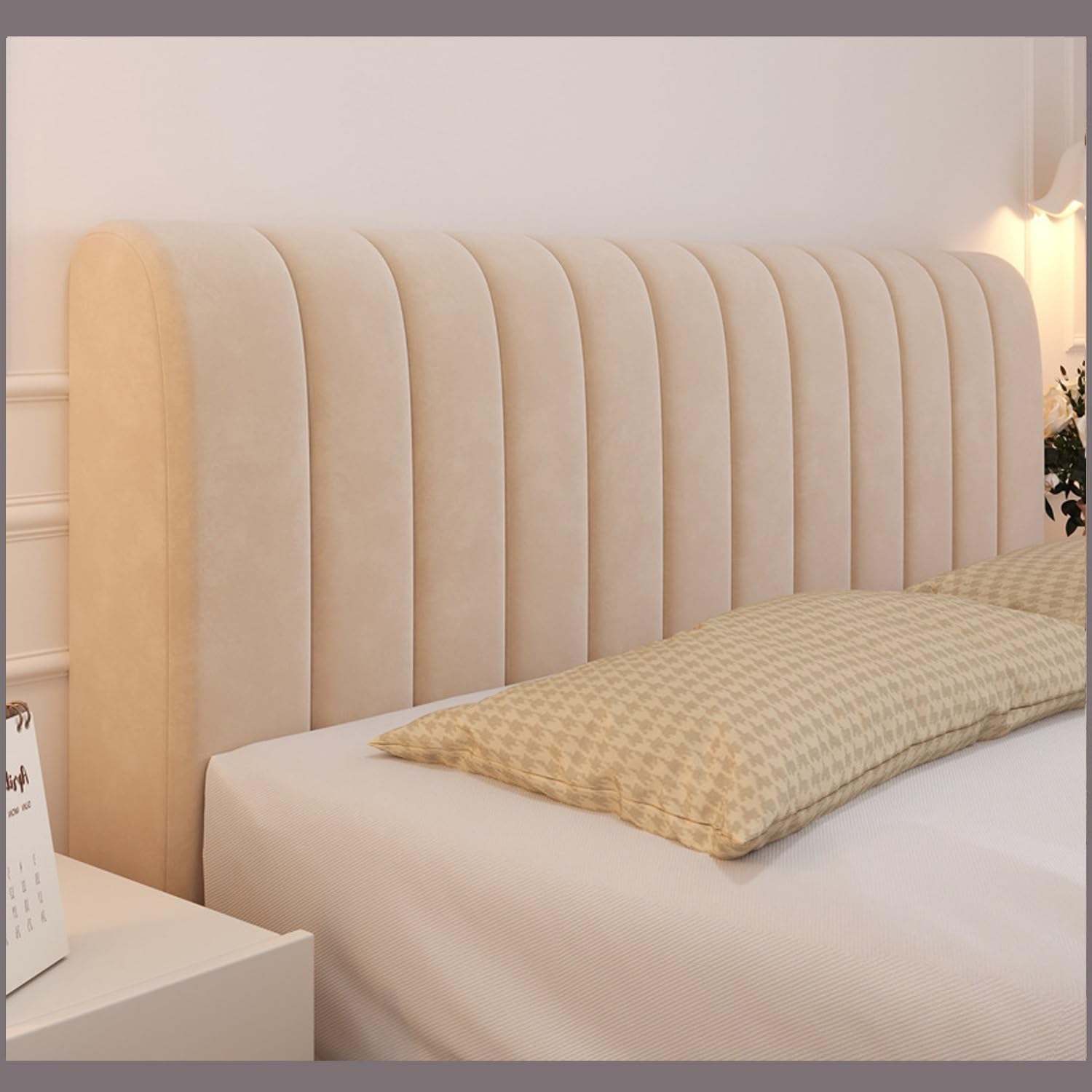 AYUOEODM Bed Headboard Cover,Velvet Headboards Covers Slipcover For Single/King/Double,Stretch Upholstered Protector Cover All-Inclusive Bedside Decoration Dust Cover (Color : Brown, Size : 200cm)