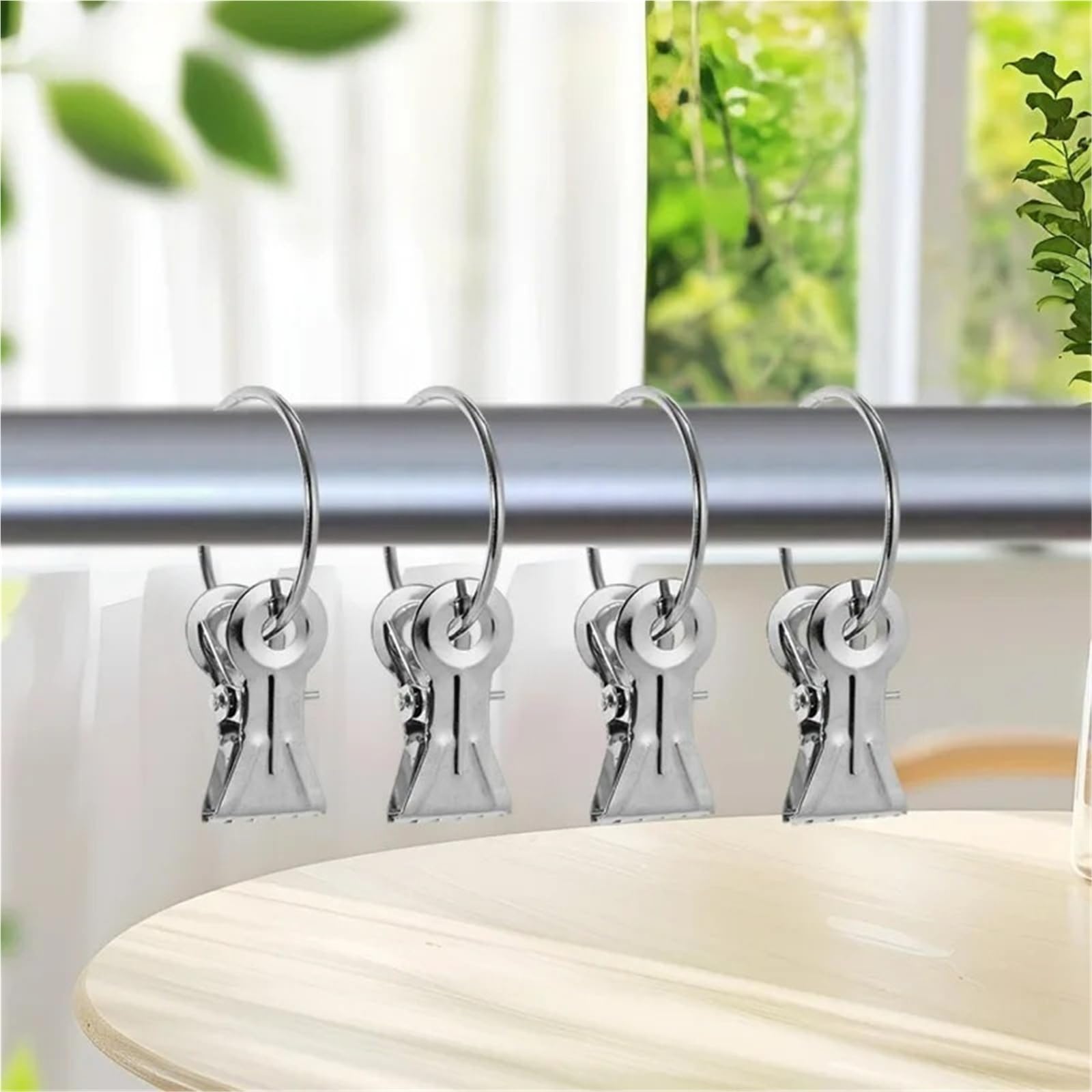 Anillos para Cortina De Ducha 10/50 Uds Barra de Cortina de Metal Clip Anillos for Cortinas Ganchos Retro baño Decorativo Sombrero Toalla Abrazaderas Colgantes(50pcs)