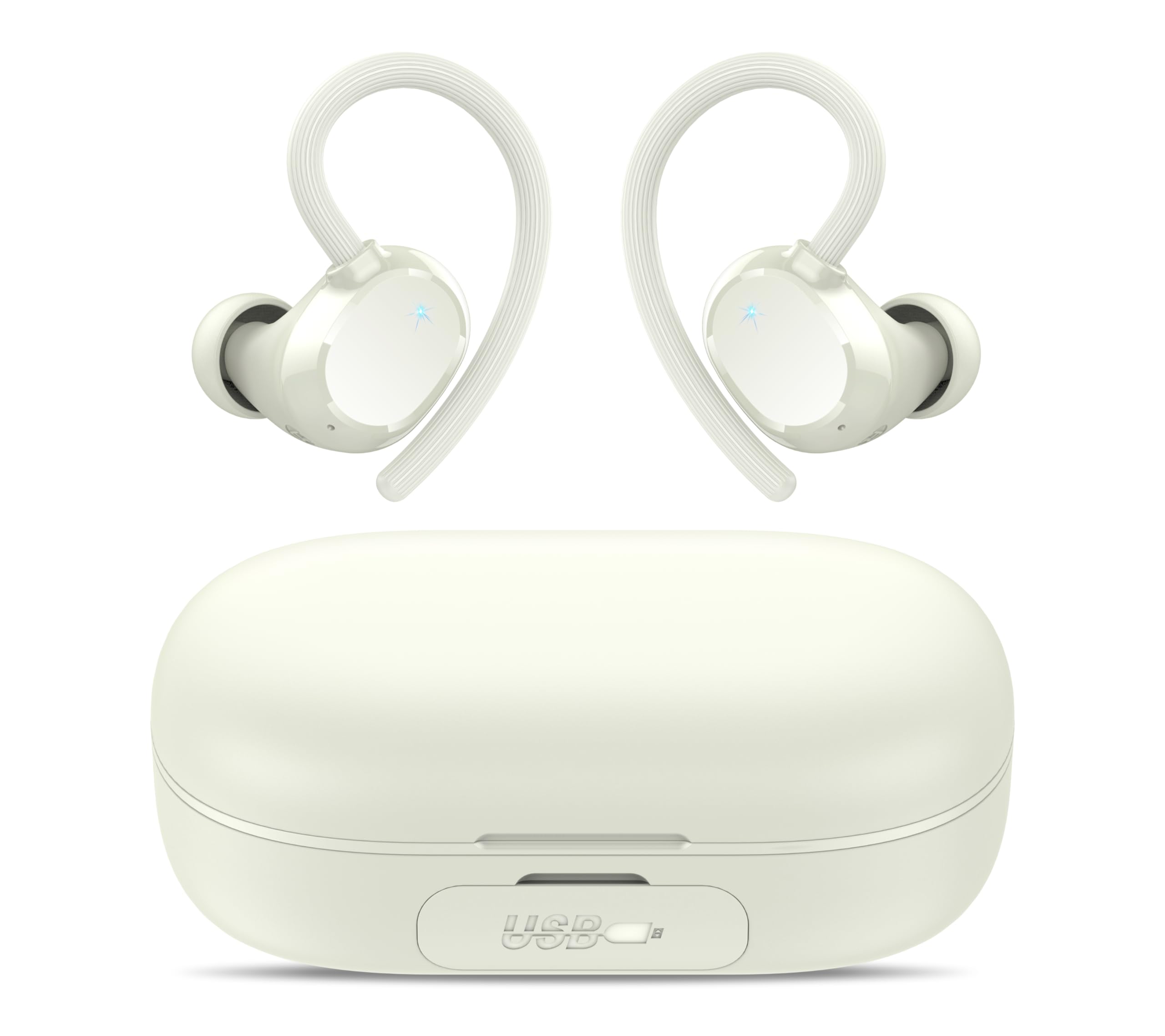 Bluetooth Kopfhörer Sport, Kopfhörer Kabellos Bluetooth 5.3 mit 4 ENC Mic, 128H Spielzeit Kabellose Kopfhörer, Tiefer Bass Earbuds IP7 Wasserdicht Ohrhörer LED-Anzeige USB-C Touch Control mit Ohrhaken