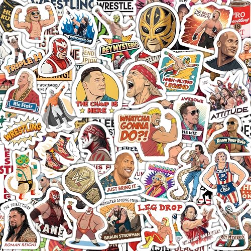 100Pcs Wrestling Stickers Pack Fighter Vinyl Decals Water Bottle Laptop Waterproof Wrestler Stickers for Scrapbooking