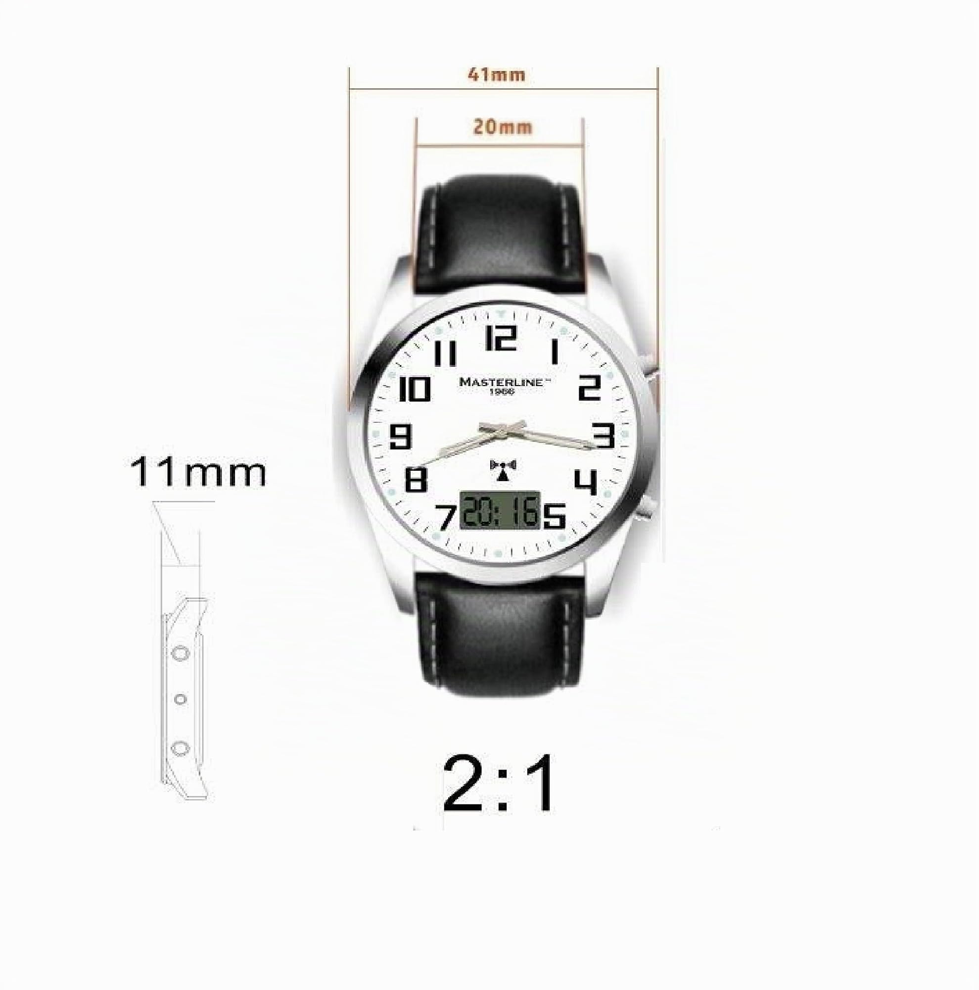Funk-Uhr Analog-Digital mit Leder Armband ML06228015