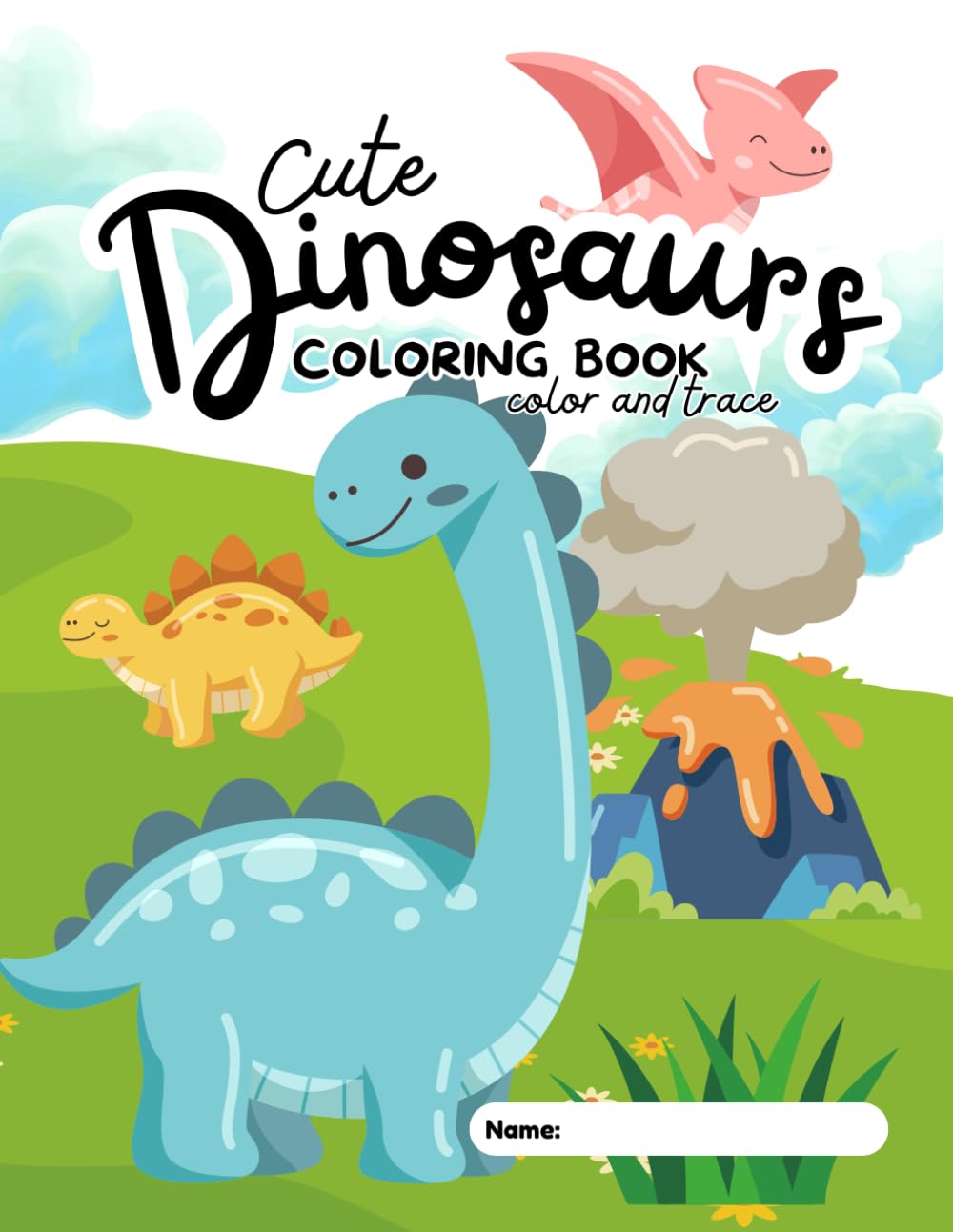 DINOSAURS COLORING BOOK Color and Trace