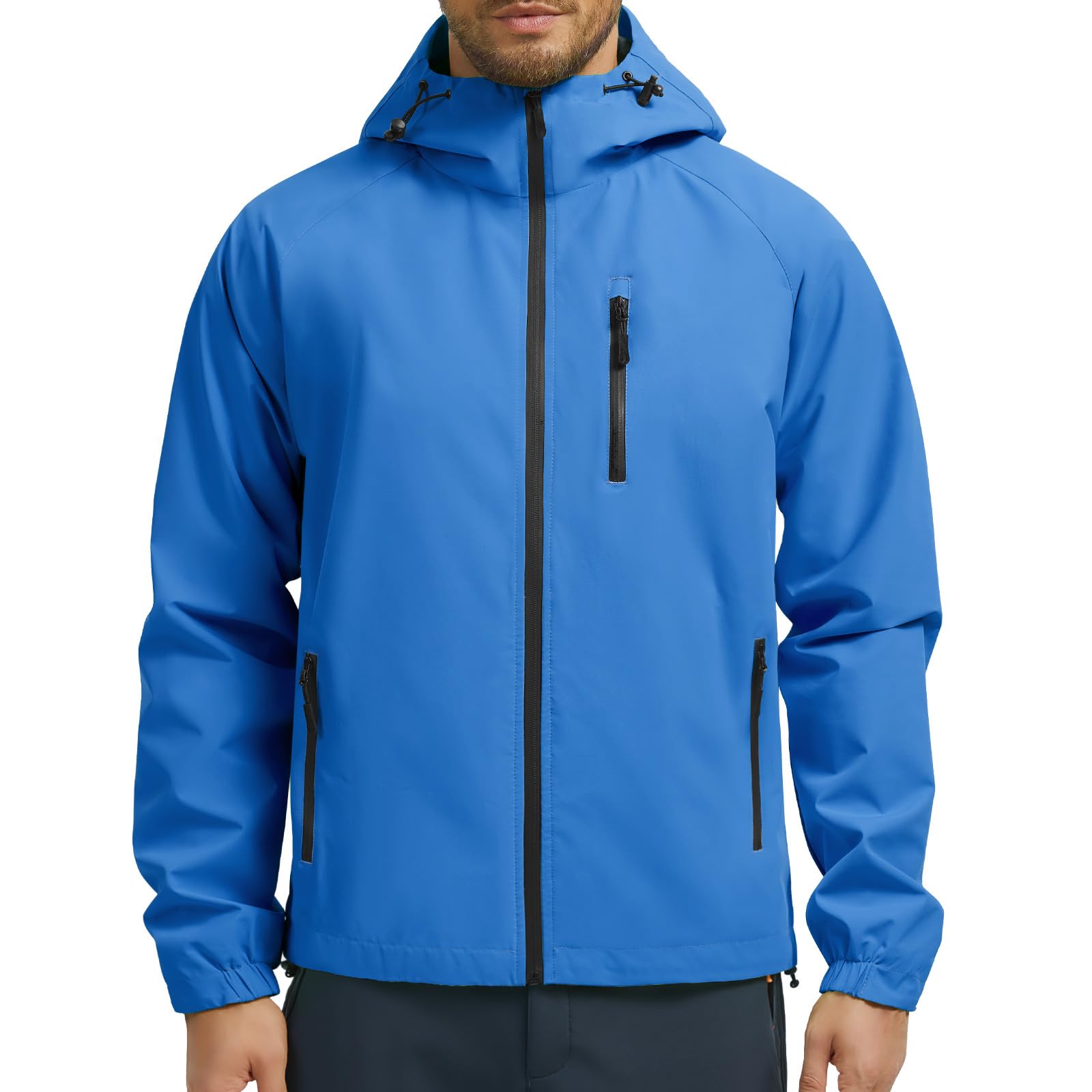UMIPUBO Regenjacke Herren Wasserdicht Outdoorjacke Mit Kapuze Leicht Atmungsaktiv Dünne Rain Jacket Windbreaker Reflektierend Fahrradjacke Wanderjacke Übergangsjacke Laufjacke
