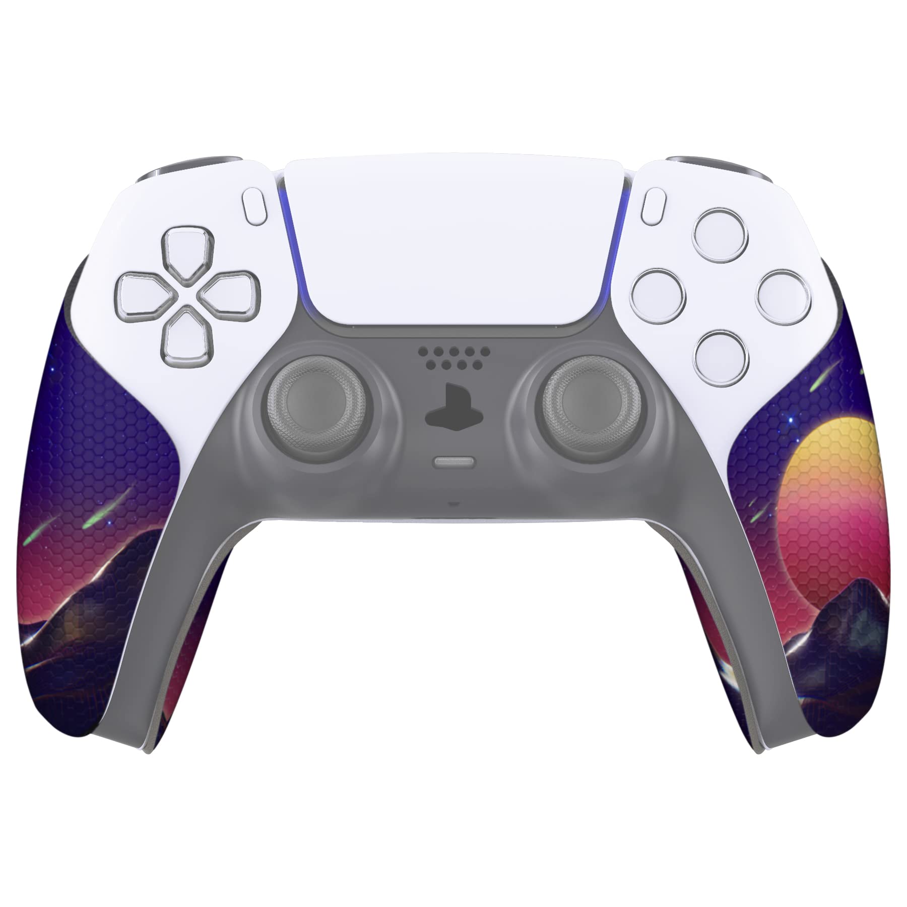 eXtremeRate PlayVital Anti-Skid Sweat-Absorbent Controller Grip for PS5, Professional Textured Soft Rubber Pads Handle Grips - The Cyber Moon
