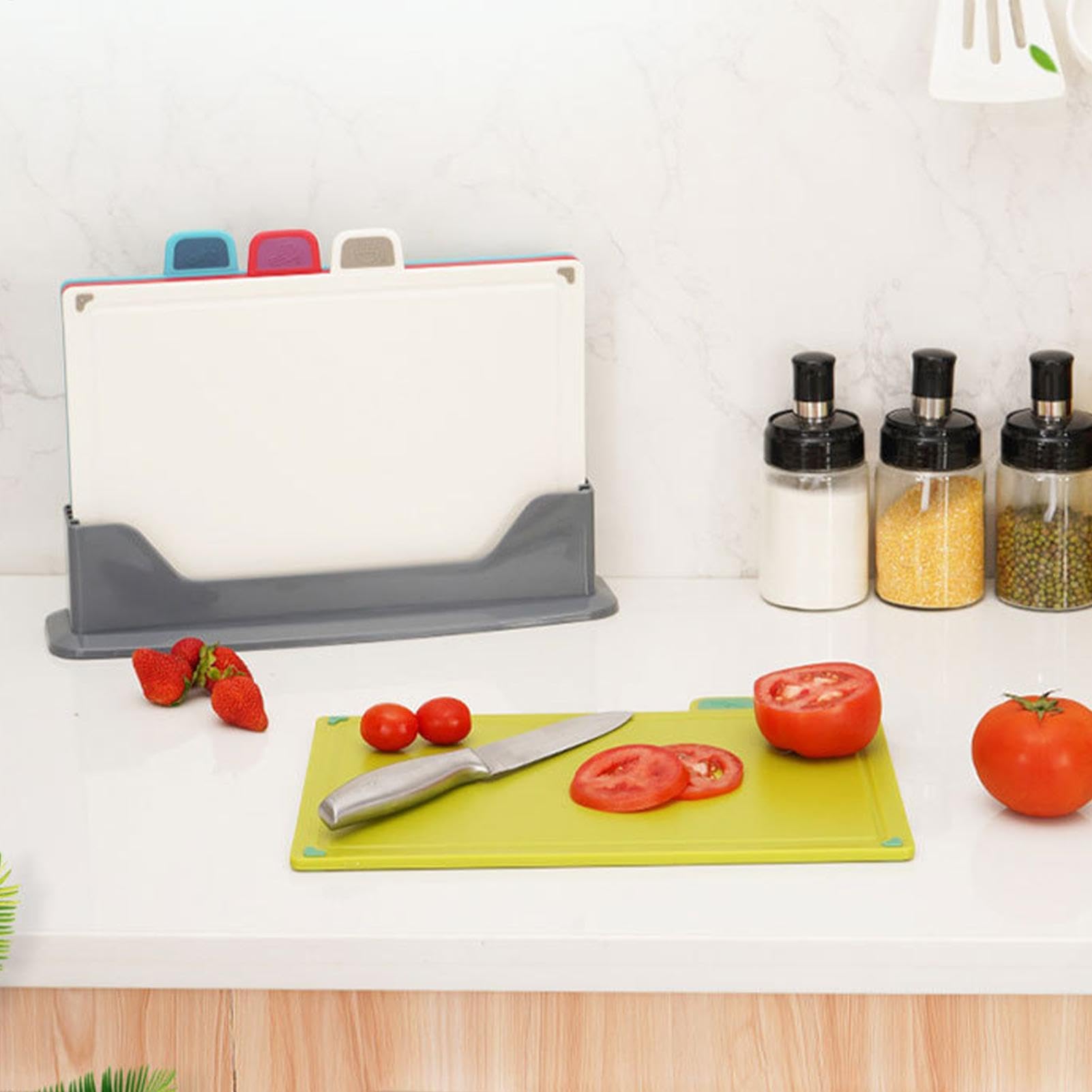 Tablas De Cortar Para Cocina 4 Piezas Bandeja Organizadora Antideslizante | Tabla Camping Para Carne Verduras Queso Pan Pasteles Sushi Cocina Casera Viaje Camping Al Aire Libre