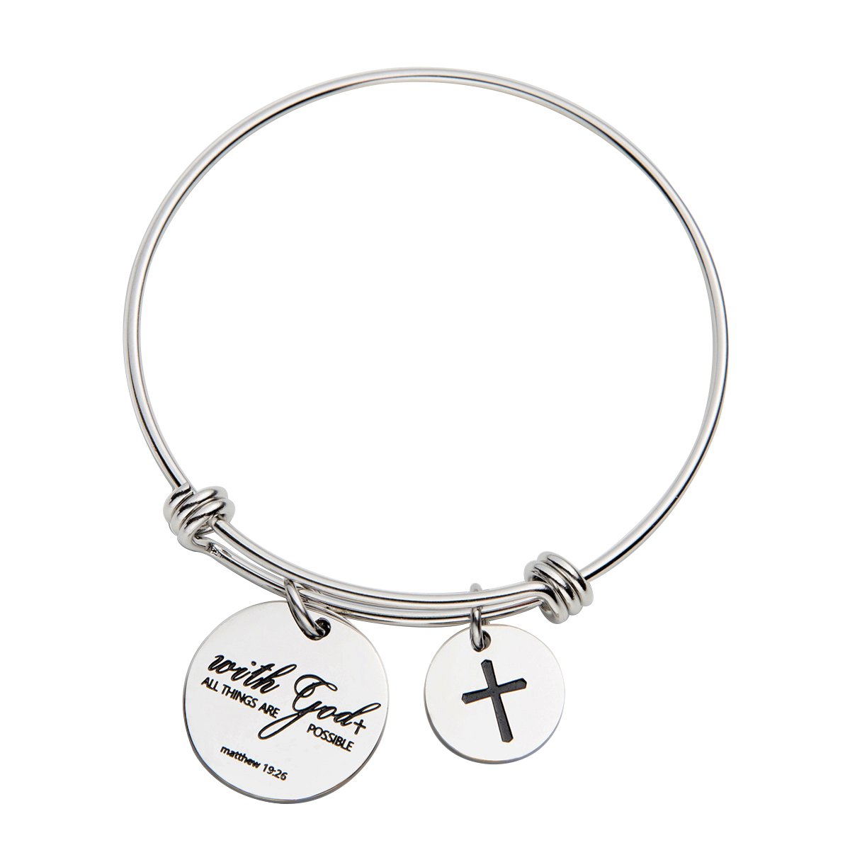 omodofo Bible Verse Bangle Bracelet Cross Charm Confirmation Bracelet Scripture Jewelry