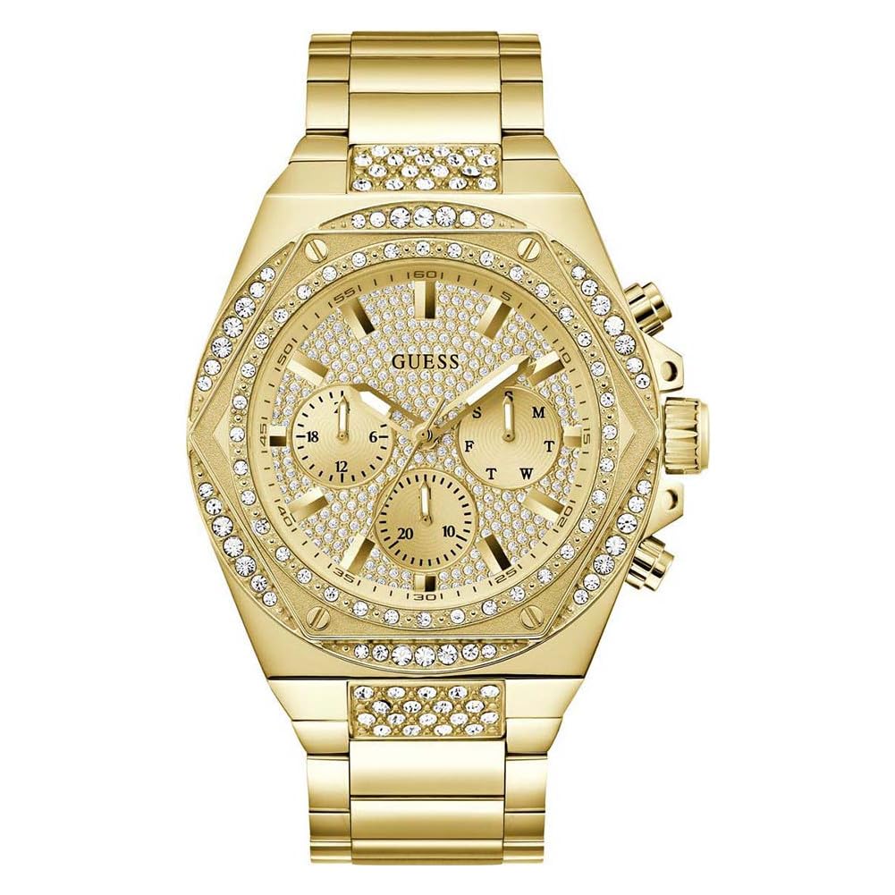 Guess Men's Stone Set Gold Tone Bracelet Watch