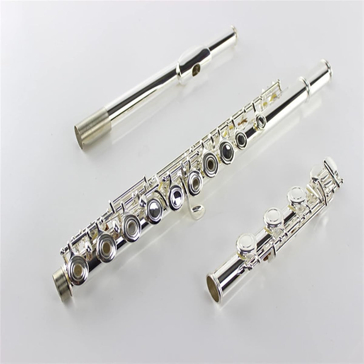 Flute Musical Instrument Silver-Plated Flute 17 Hole Opening C Flute White Copper B Tail E Key Silver Flute Starter Flute,