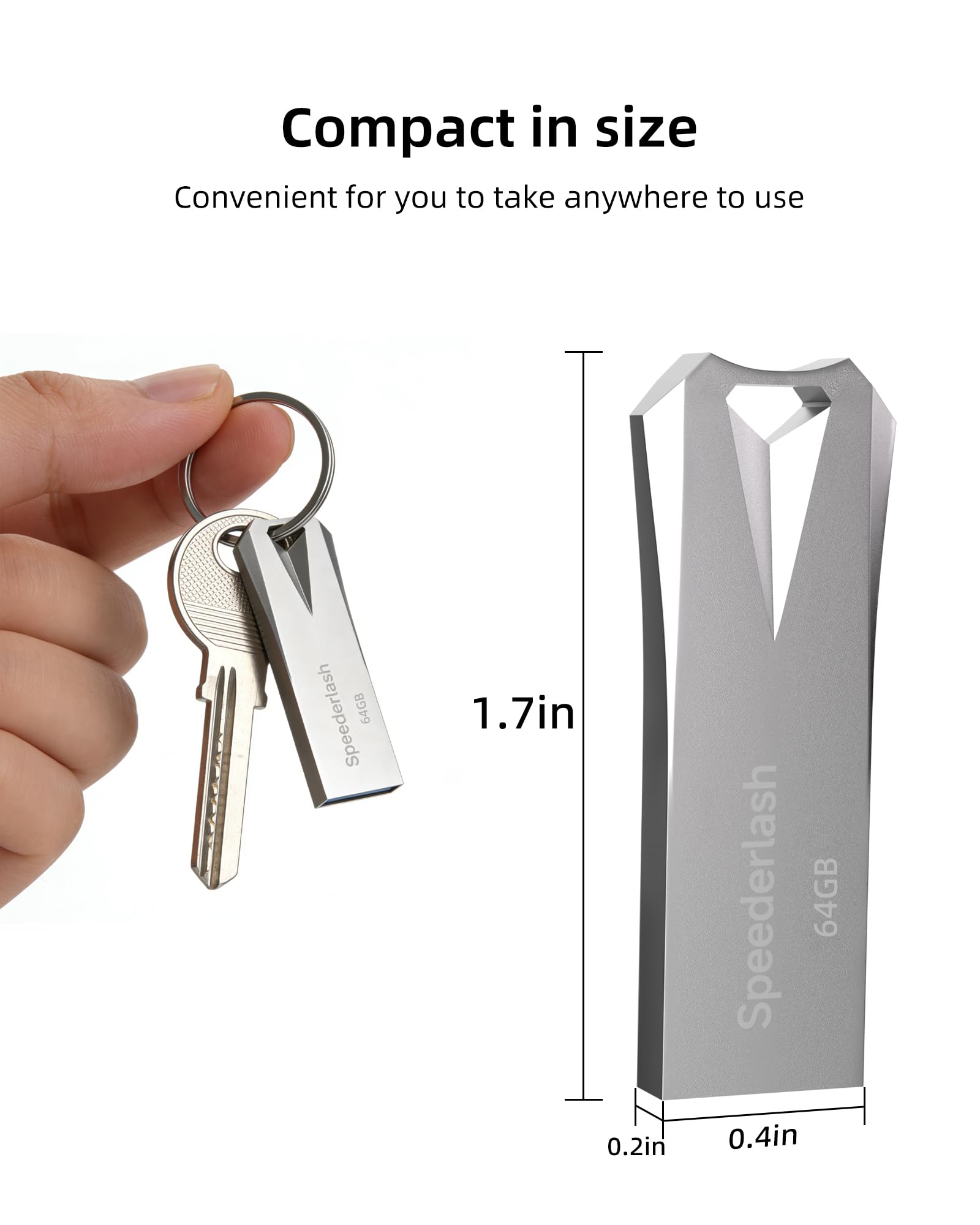 Speederlash - Chiavetta USB 3.0 da 64 GB, ad alta velocità, velocità di lettura 200 MB/s, involucro in metallo resistente, espansione di archiviazione per foto, video, audio auto, chiavetta di memoria