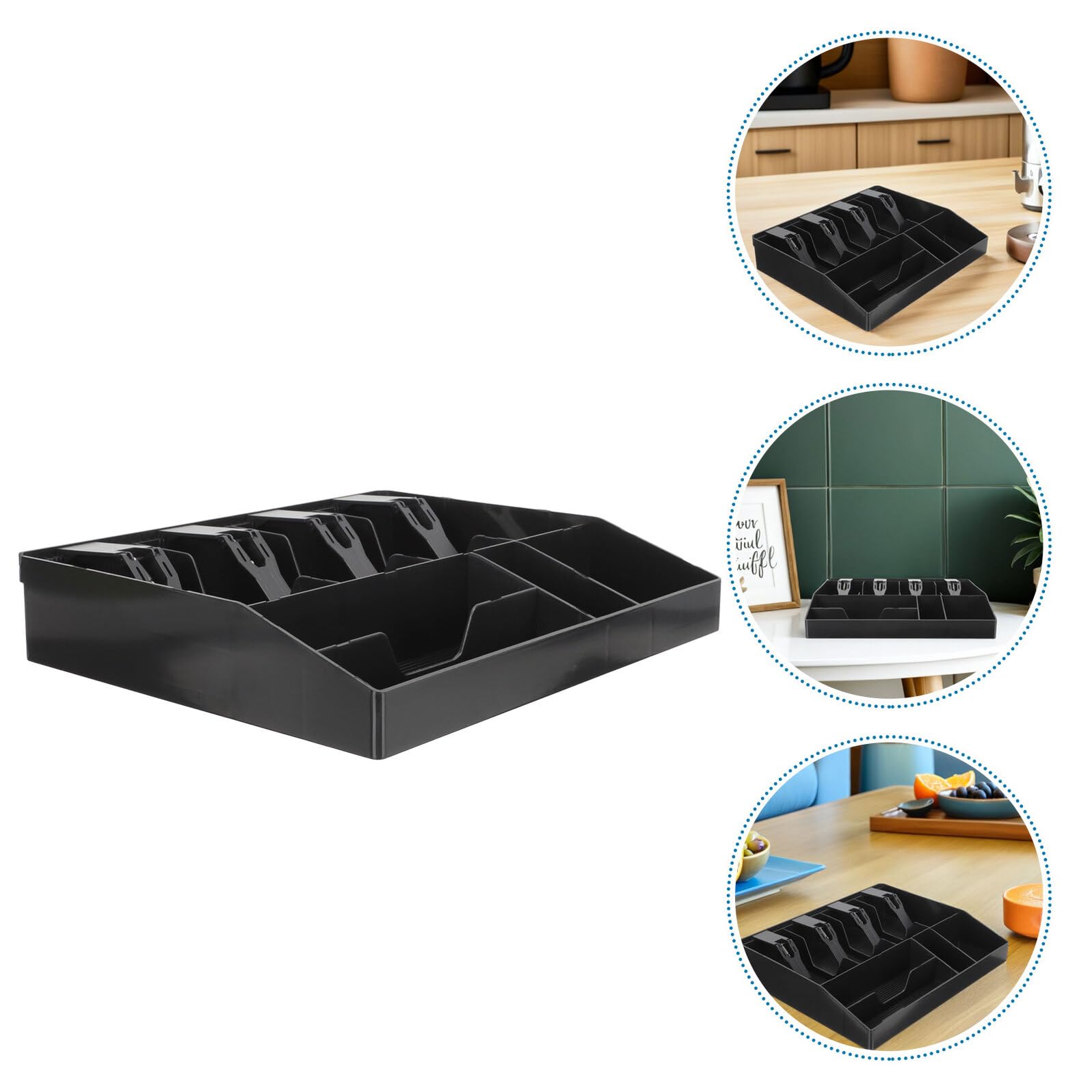 Vassoio Porta Denaro Multi-griglia 2 Pezzi Nero per Cassa | Organizzatore Compatto con Scomparti per Banconote e Monete, Abs e Ferro, Supermercati e Banchi