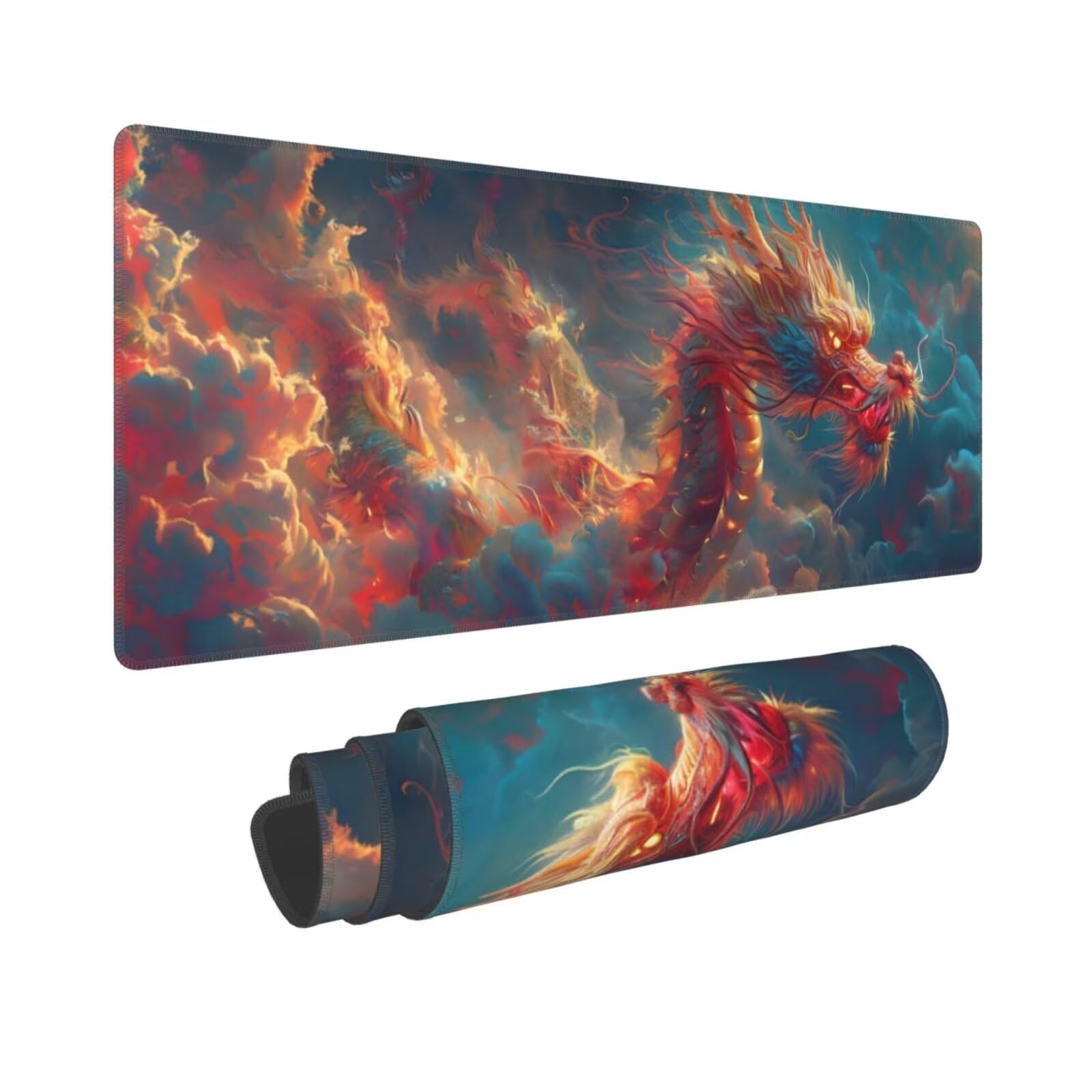 Tappetino Mouse, Tappetino Mouse Gaming Grande XXL 1500x800x3mm Tappetino Scrivania Mouse Pad, Base in Gomma Antiscivolo, Bordi Cuciti,Lavabile, Mousepad per Ufficio e Gaming (Loong) R-449