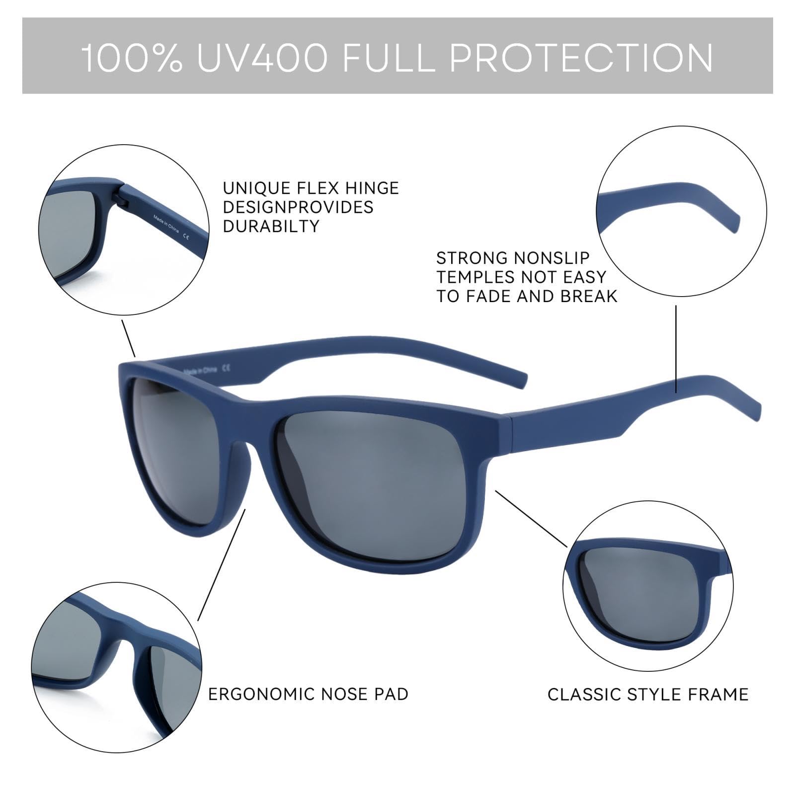 Occhiali da sole polarizzati da uomo, stile guida, classici, a specchio, UV400