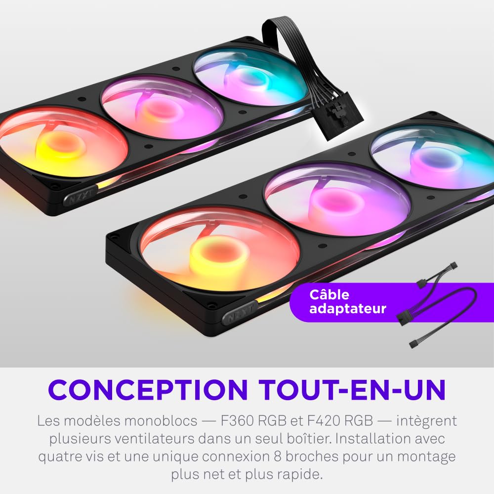NZXT F360 RGB Reverse - Ventilateur monobloc 360mm Inversé - Noir