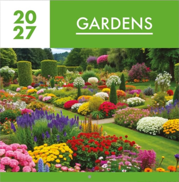 2027 Gardens Square Wall Calendar Planner Organiser Gardening Flowers Plants