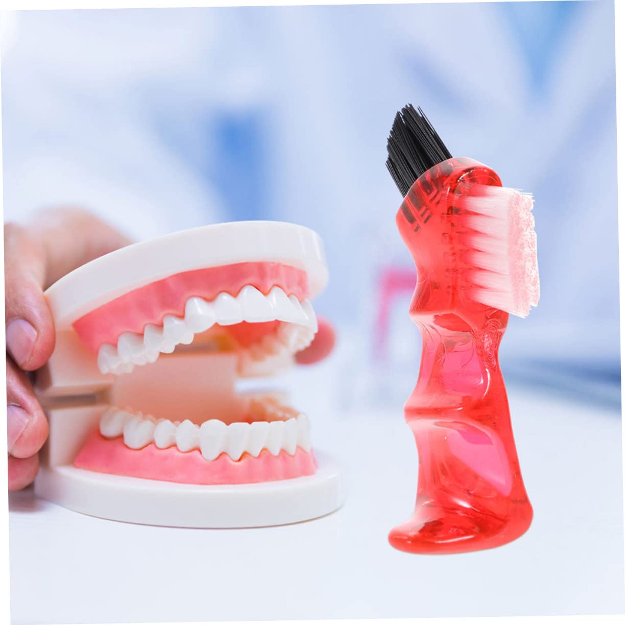 Spazzolino per Dentiera Mini 3 Pezzi in Plastico Pp | Multifunzione per Pulizia Dentiera, Formato Portatile da Viaggio, Finitura Liscia e Pratica