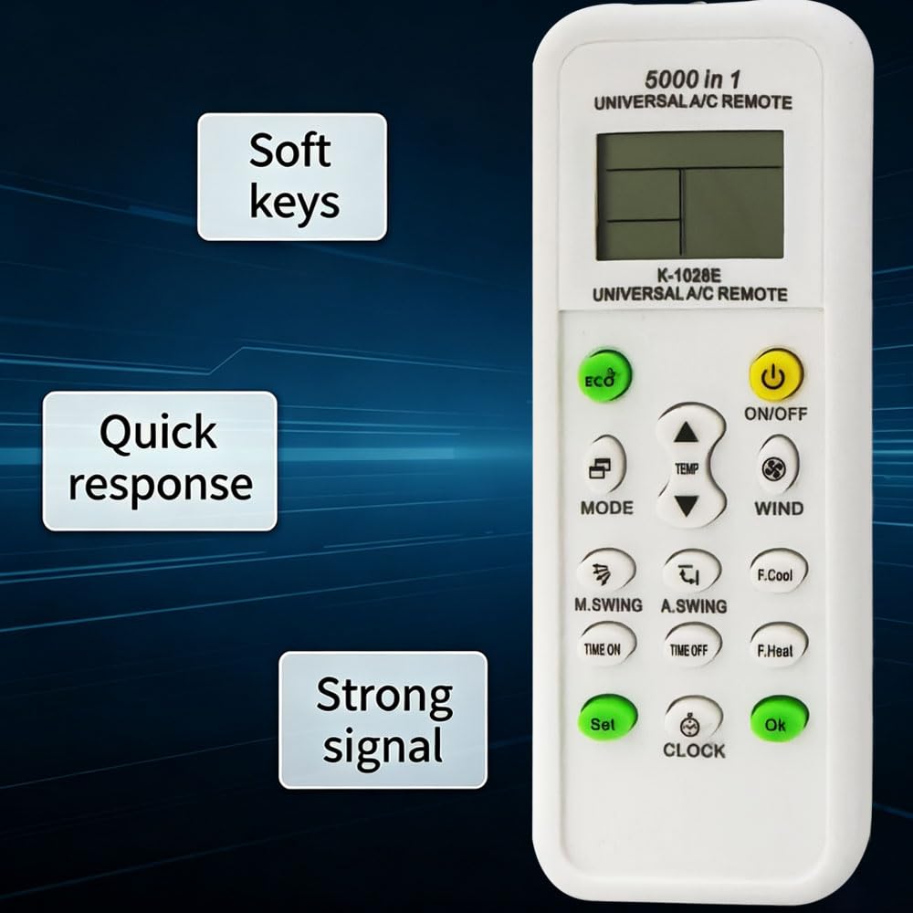 Télécommande universelle AC 5000 en 1, remplacement direct pour LG, Haier, Samsung, Midea, Toshiba, Fujitsu, Daikin, toutes les grandes marques de climatiseurs avec écran LCD