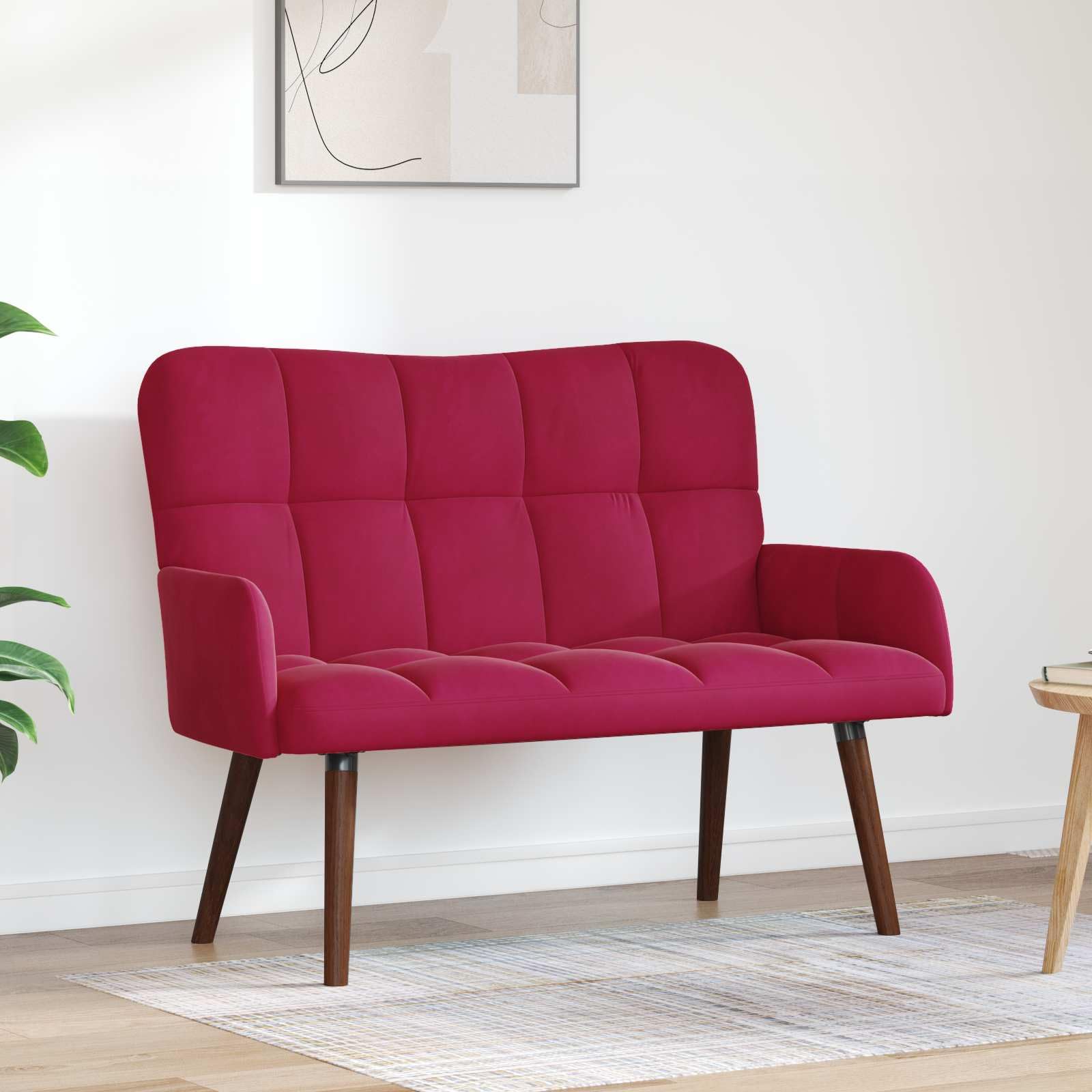 2-Sitzer Sofa Weinrot Samt 115 x 61 x 87 cm modernes Design, gemütliche Lounge, skandinavischer Stil, langlebiges Material, einfache Montage, ideal für Wohnzimmer, Büro oder Gästezimmer