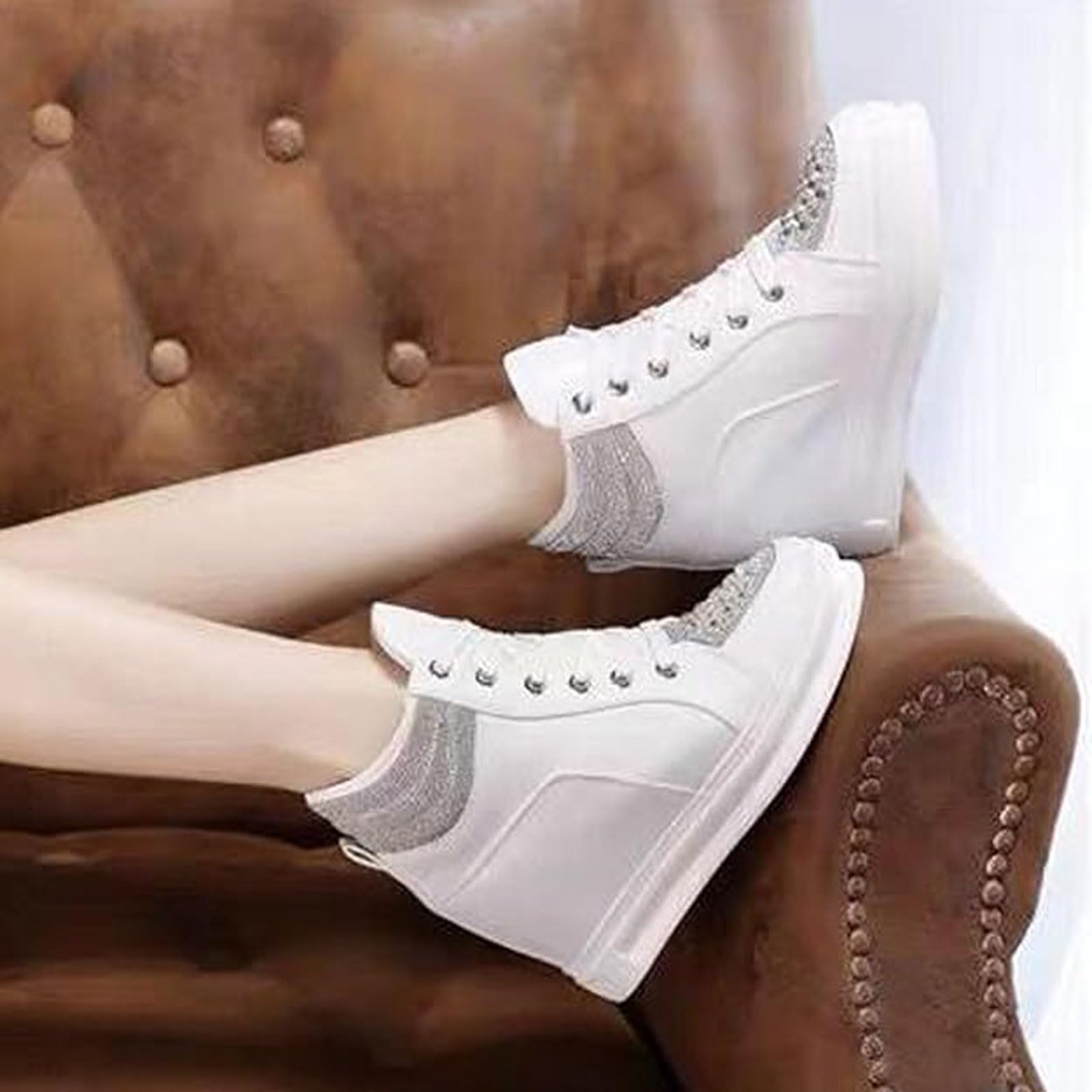 Damskie buty sportowe na koturnie, ukryte buty na koturnie, oddychające trampki damskie, oddychające, wygodne, do chodzenia, pracy i relaksu