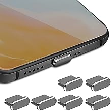 Cobee Type C Dust Plug Set, 6 Pieces Aluminium Alloy USB C Anti Dust Cover Caps Charging Port Cover Type C Metal Dust Protection Stopper for Smartphone Laptop (Grey)