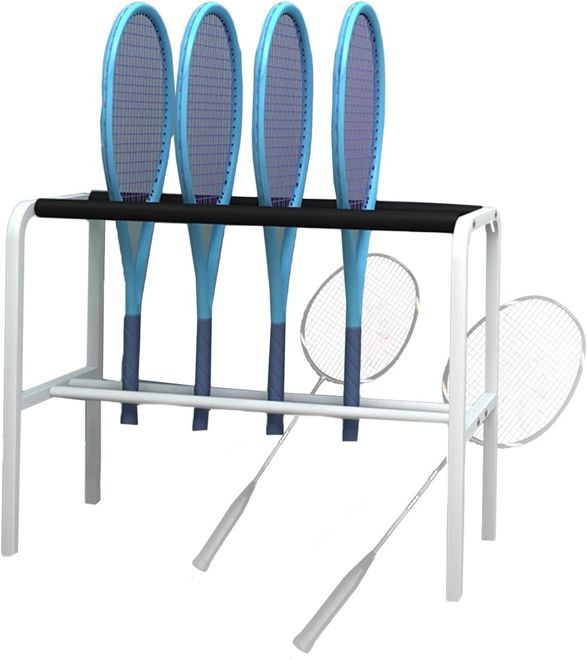 Supporto per Racchetta da Tennis da Terra, con braccioli in Schiuma per Club, scuole, palestre e Centri Sportivi (Racchetta Non Inclusa) (Bianco)