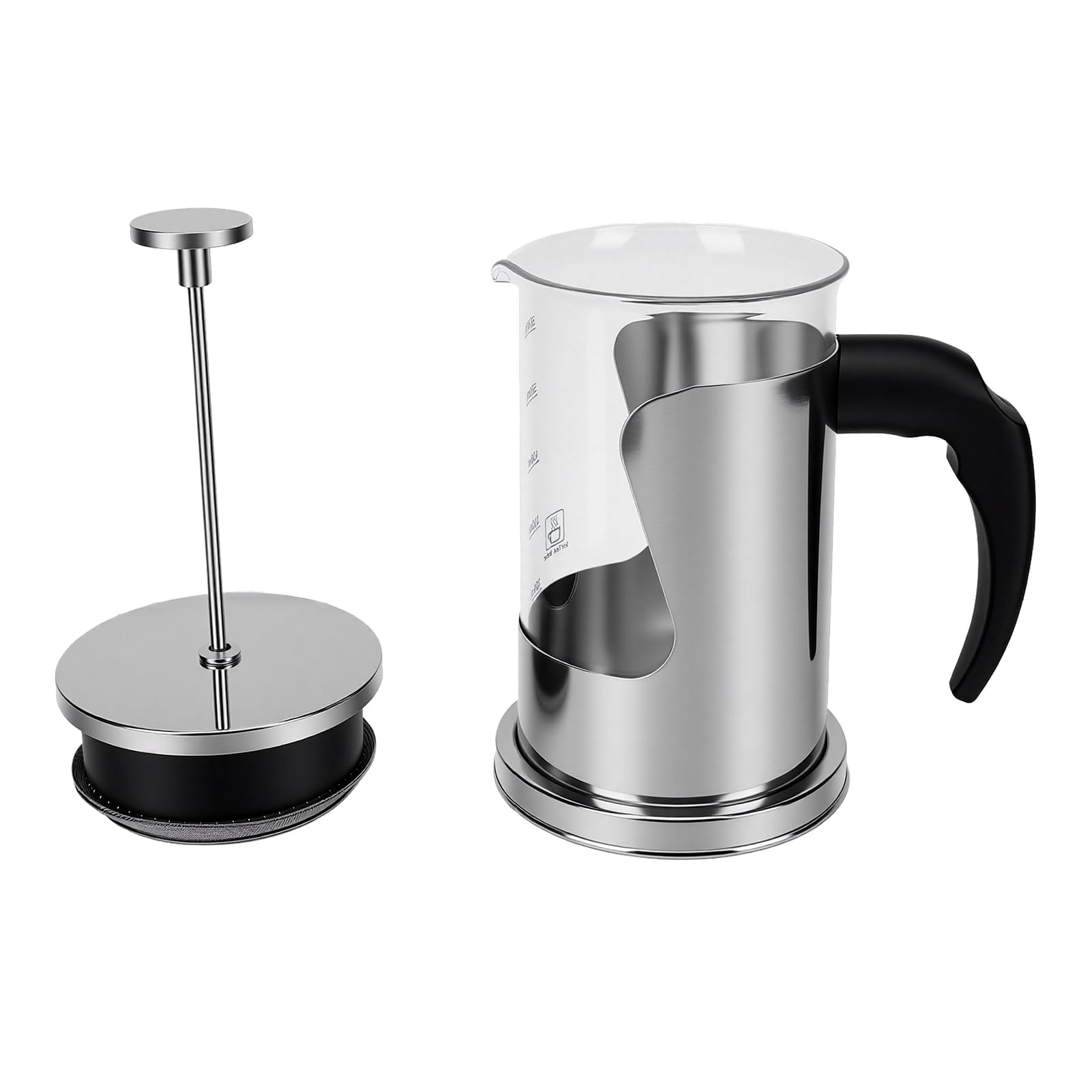 Prensa francesa de borosilicato SIXRUN cafetera de vidrio con filtro de acero inoxidable