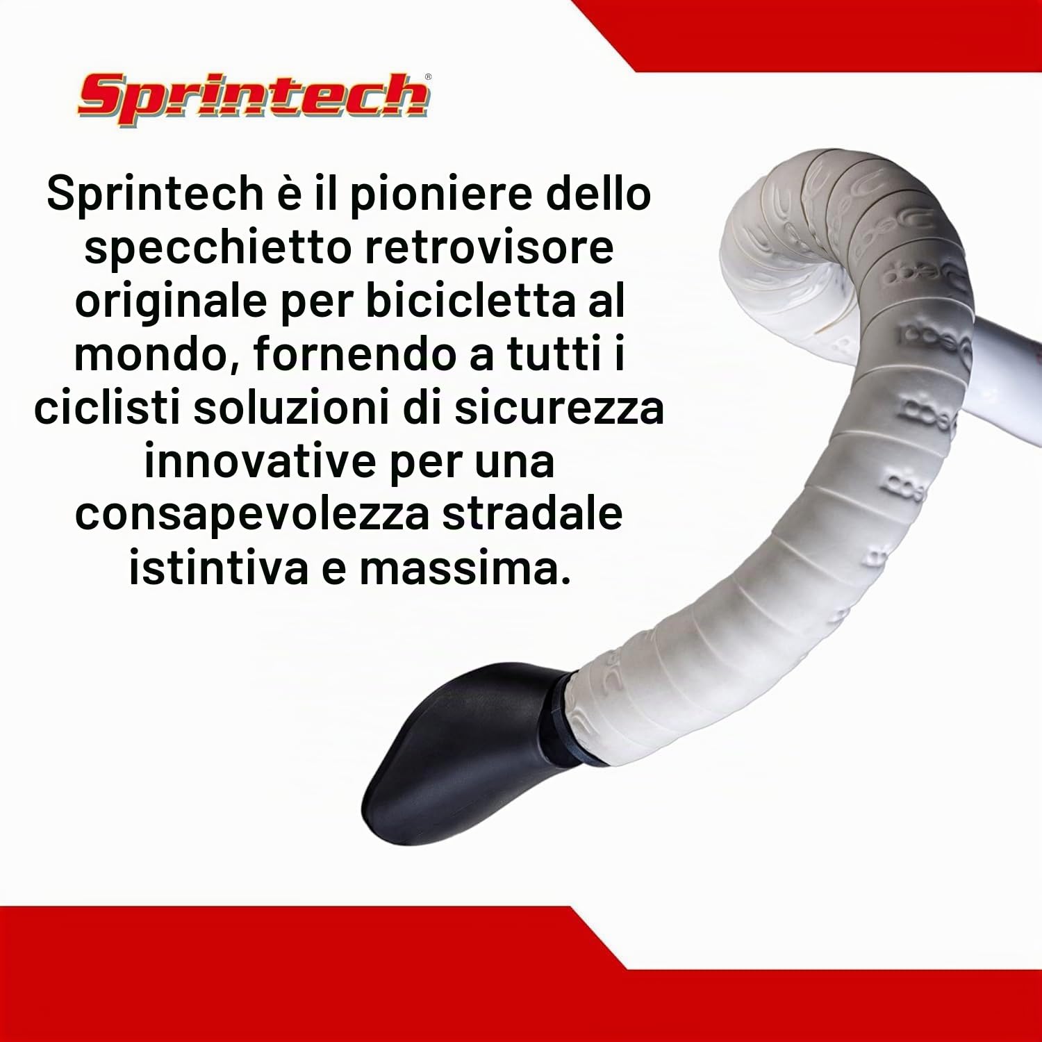 Sprintech, specchietto per Manubrio Curvo, Nero, Coppia