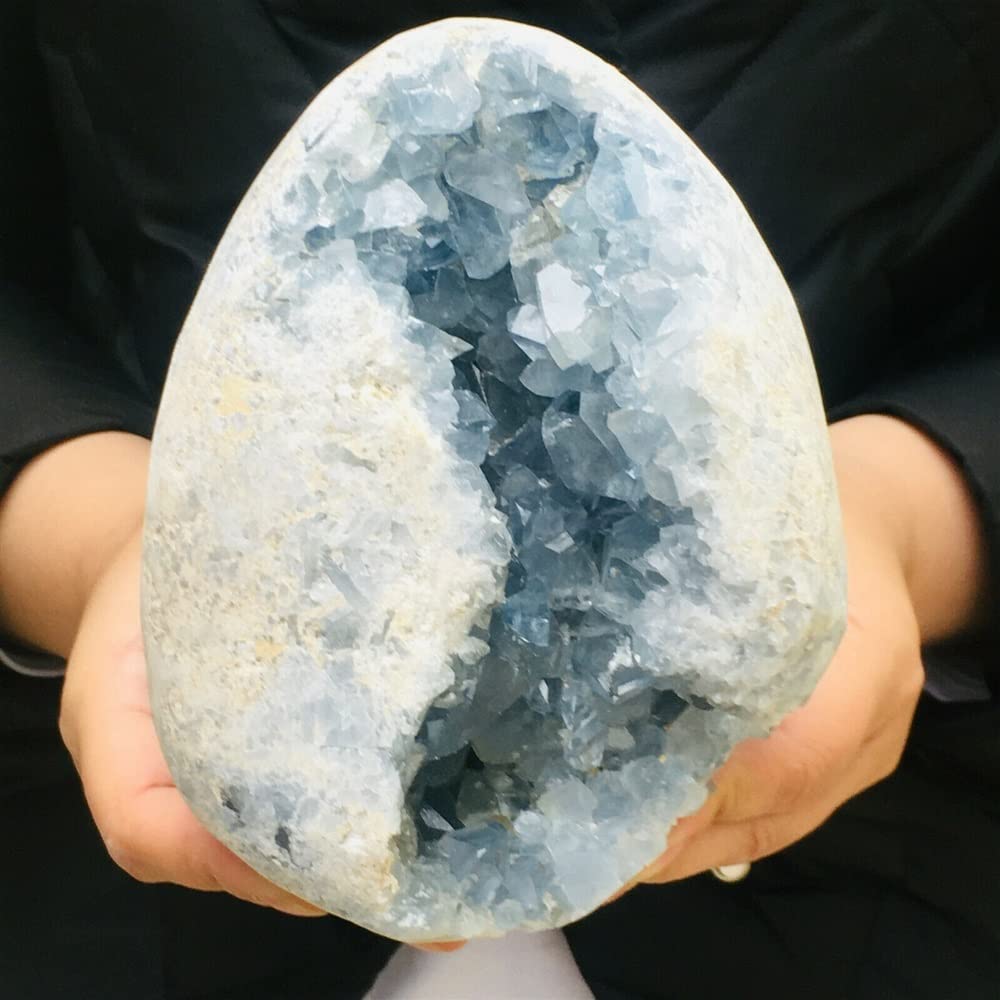 Amazon.co.jp: 瞑想の家 天然青水晶 穴水晶原石 水晶群 標本