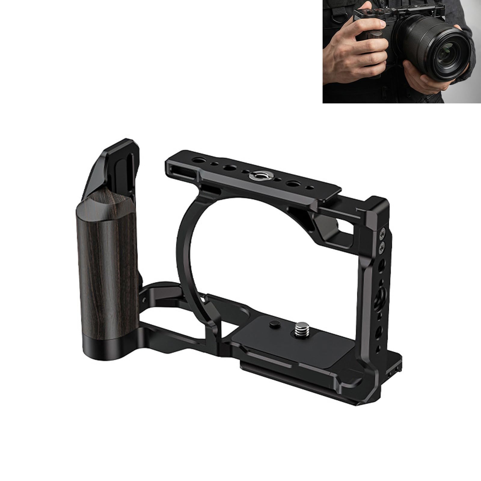 Telaio in metallo per ZR con impugnatura ergonomica in legno e molteplici punti di montaggio impugnatura