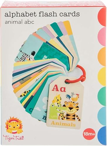 Tiger Tribe Tarjetas flash, juguete de aprendizaje de animales ABC - Tarjetas flash fáciles en un anillo de almacenamiento para edades de 18 meses +