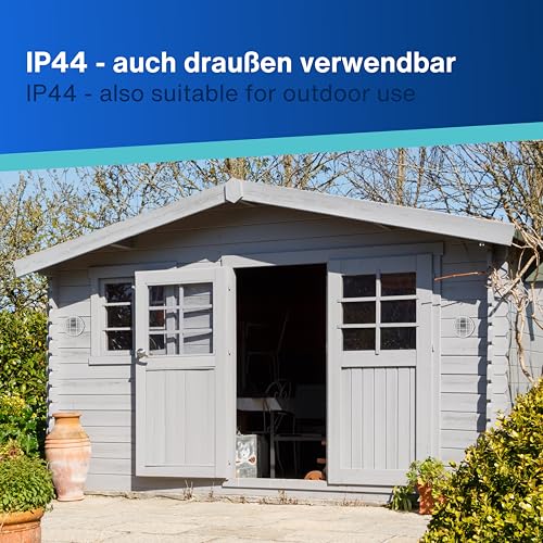 REV Kellerlampe - Feuchtraumlampe IP44, E27 Fassung (bis 60W), Werkstattlampe, Kellerleuchte rund - ideal als Wand- oder Deckenlampe, weiß