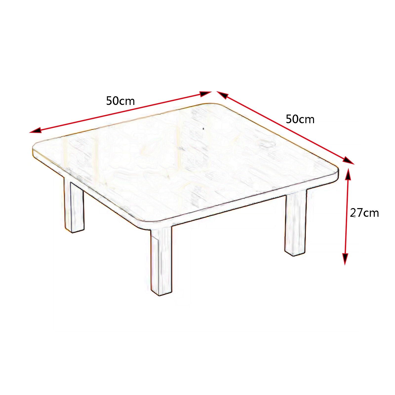 Kwadratowy składany stolik kawowy - wszechstronny design do każdego wystroju orzech włoski h t do salonu i użytku wewnętrznego (rozmiar: 50 x 50 x 27 cm)