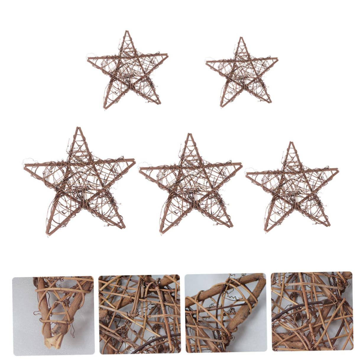 SOLUSTRE 10stücke Rattan Weihnachtsdeko Hängende Fünfstern Für Festliche Dekoration Haus Garten Und Hochzeiten Natürlicher Stil Für Weihnachten