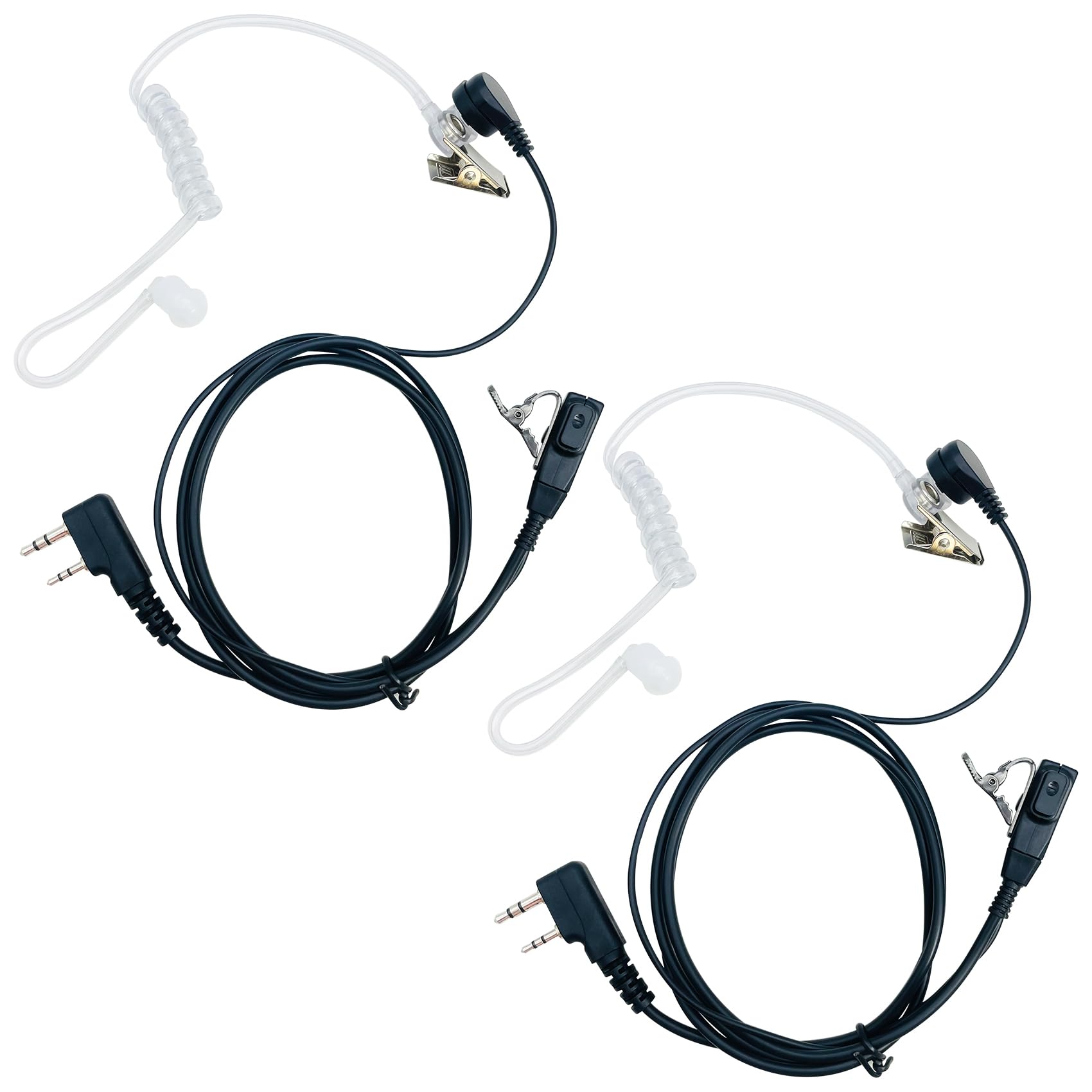 Walkie Talkie Earpiece with Mic PTT 2 Pin Air Acoustic Tube Earpiece Headset Compatible with Baofeng UV-5R Retevis H-777 RT21 RT22 Arcshell AR-5 Two