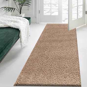 Fit Even Dream Shaggy Runner Rug - Hallway Carpet Runners, Non-Slip Floor Mats for Kitchen, Living Room, Corridor, Entryway, Door Entrances   Beige, 60x220 cm