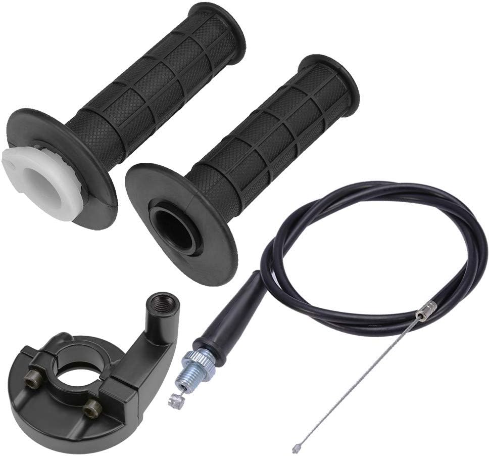 Anxingo Throttle Twist Grip Set with 7/8" Handlebar Throttle Cable 39-inch Replacement for Kawasaki KX 60 65 80 85 100 125 250 KLX110