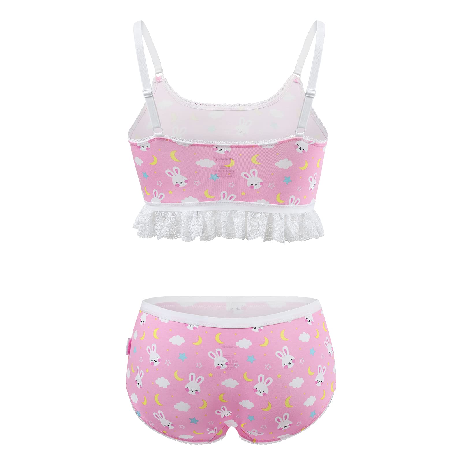 Littleforbig Lacy Trim Women Nightwear Strap Sleepwear Cami Top Shorts Lingerie bralette loungewear Set - Snuggle Bunny: X-Small Pink