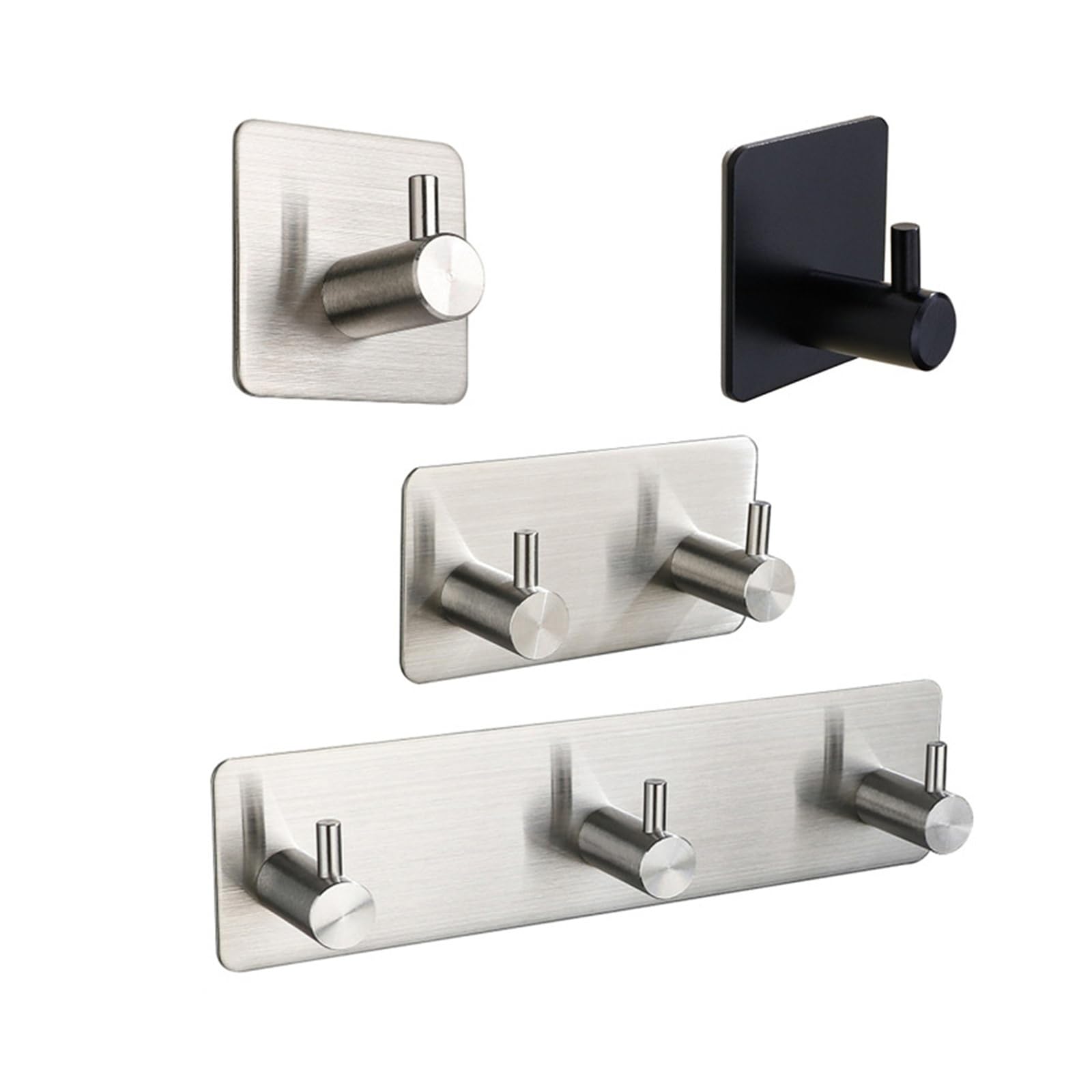 Gancho Autoadhesivo De Acero Inoxidable 3M, Gancho For Puerta De Pared, Percha For Ropa(Black 3 Hook)