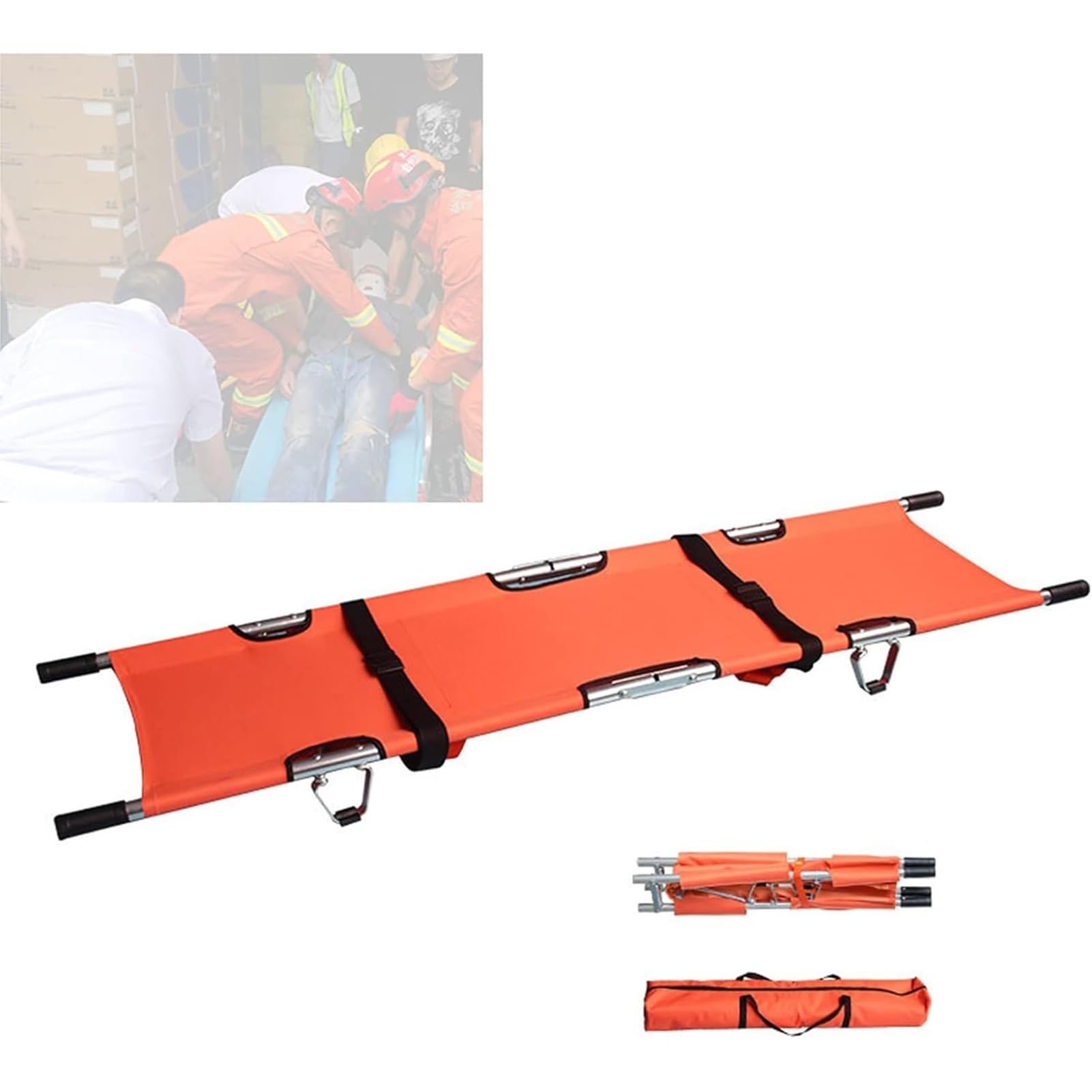SGKOMN Foldable Medical Emergency Stretcher, Aluminium Foldable Rescue Stretcher, Portable Aluminum Alloy Stretcher, Used in Hospitals, Sports Venues, Ambulances