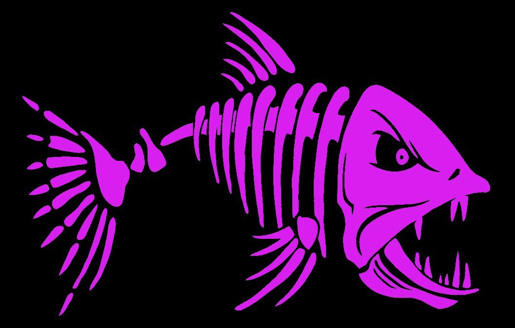 Fastcard Fish Fishing Skeleton Bones Skull Auto Car Boat Bumper Window Wall Decal Sticker Vinyl (Light Pink, 6")