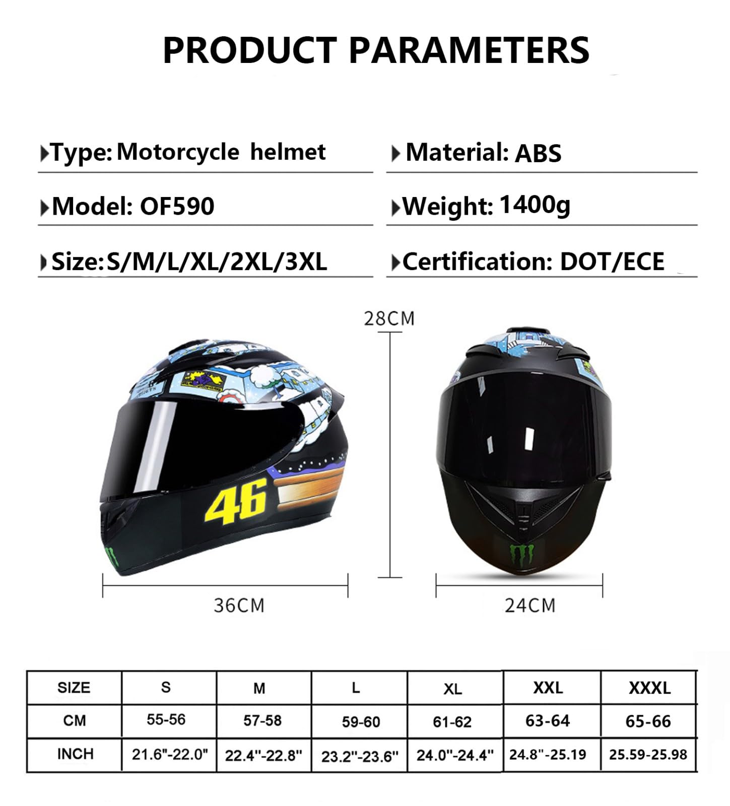 Casco Moto Integrale, Omologato ECE con Visiera Parasole Leggero Caschi Integrali Moto per Uomo e Donna Casco Modulare Casco Moto