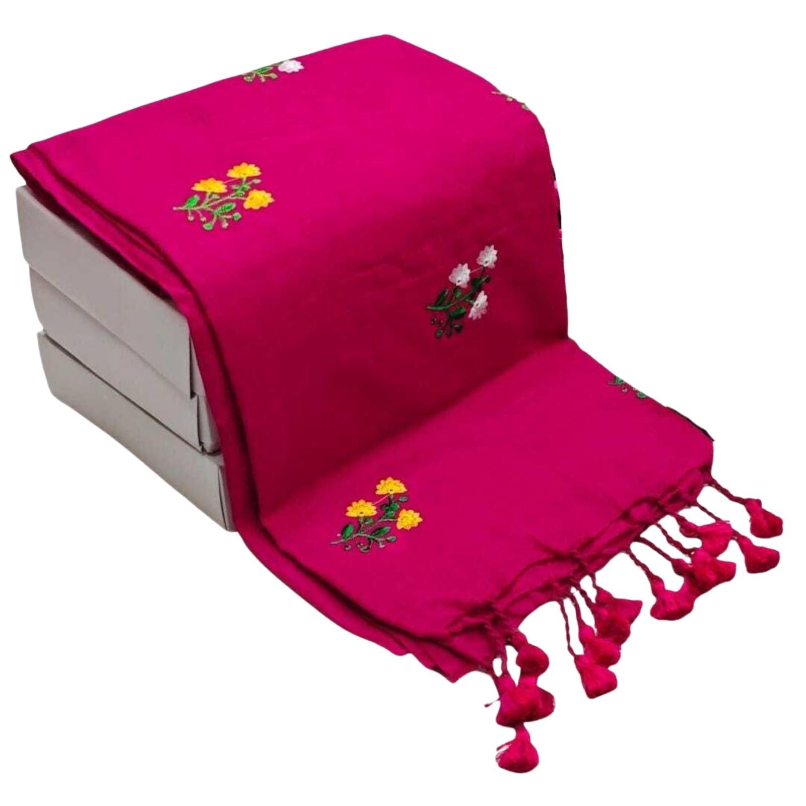 Embroidered Handloom Khadi Cotton Saree for Women (Pink) | Elegant Ethnic Saree with Blouse Piece-image-16