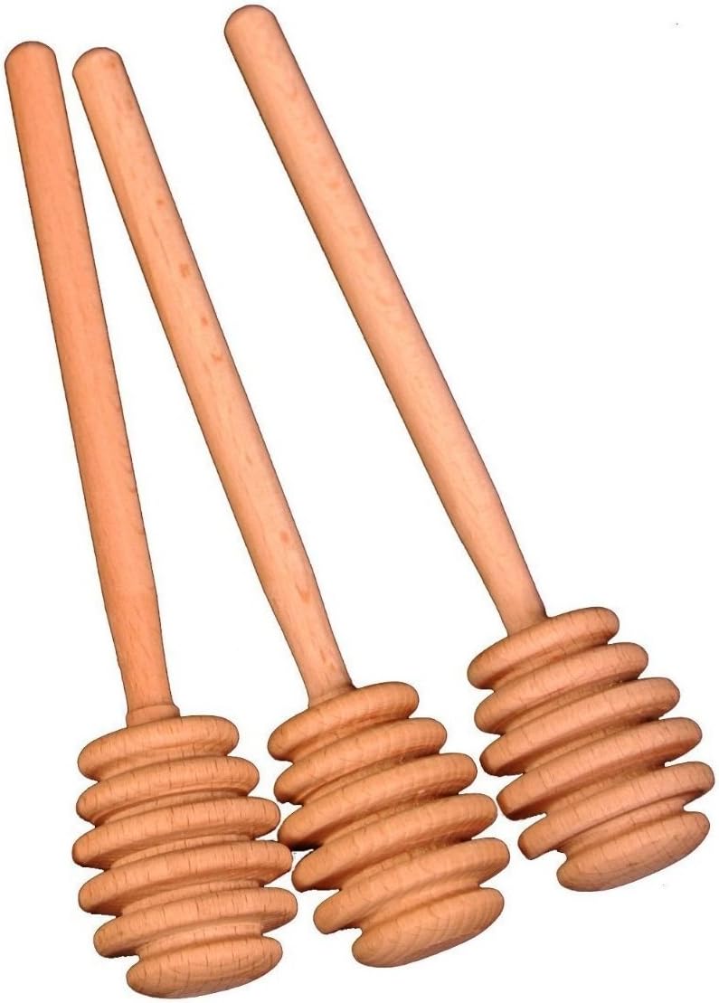 Strokes Art Supplies 6 Inch Wood Honey Dipper Stick Server for Honey Jar Dispense Drizzle Honey New -Pack of 3